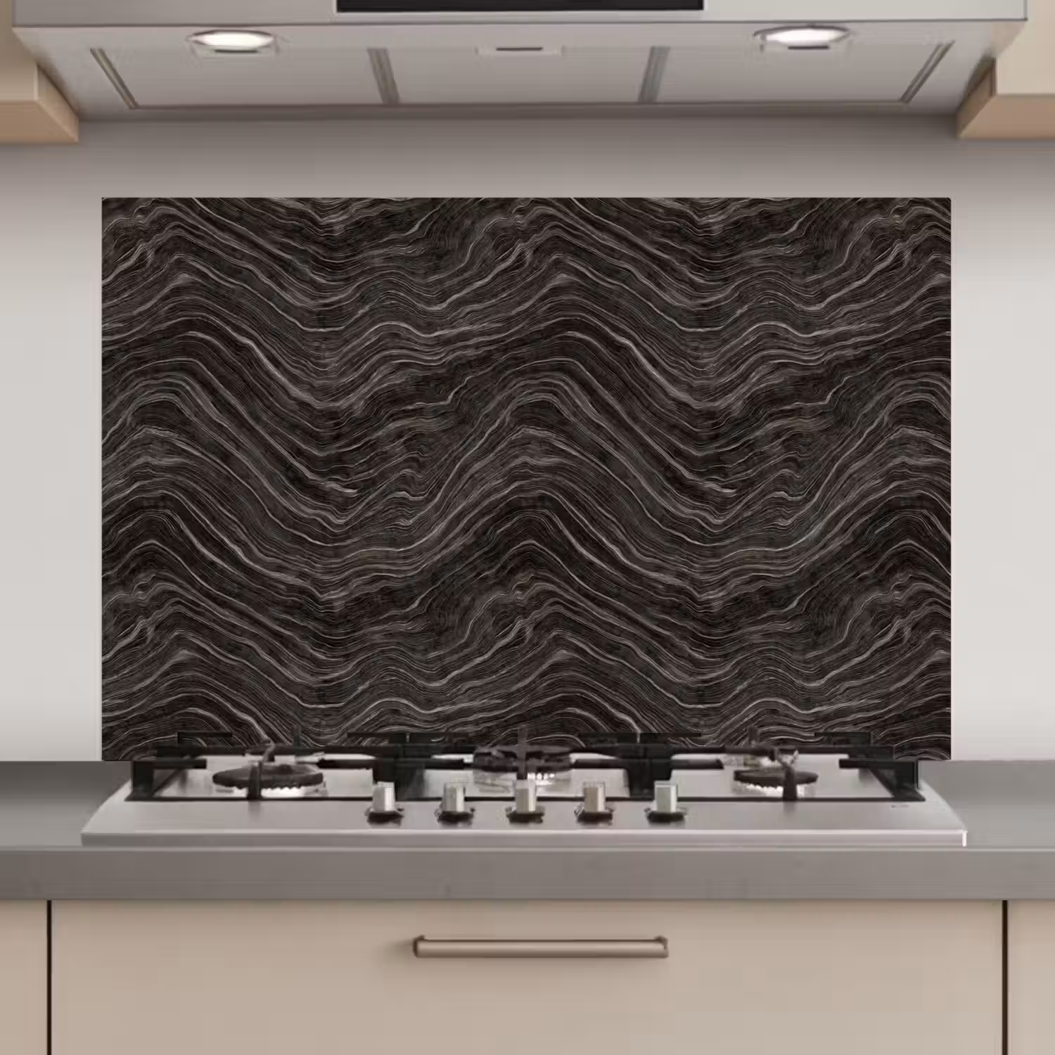 Patroon - Contrast - Antraciet keuken achterwand spatscherm klein 900 -3d_website