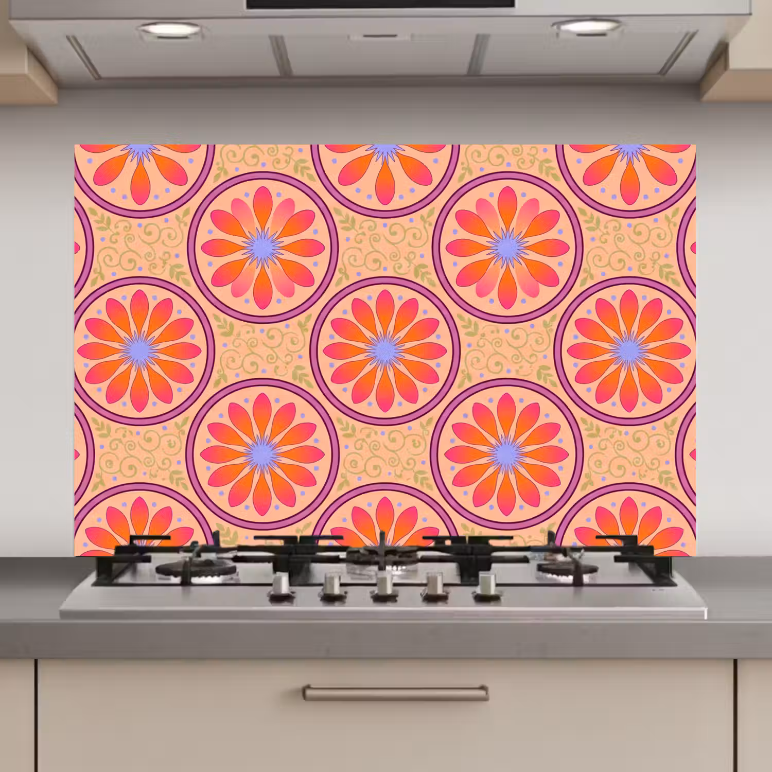 Patroon - Bloemen - Decoratief - Kleurrijk - Modern keuken achterwand spatscherm klein -3d_website