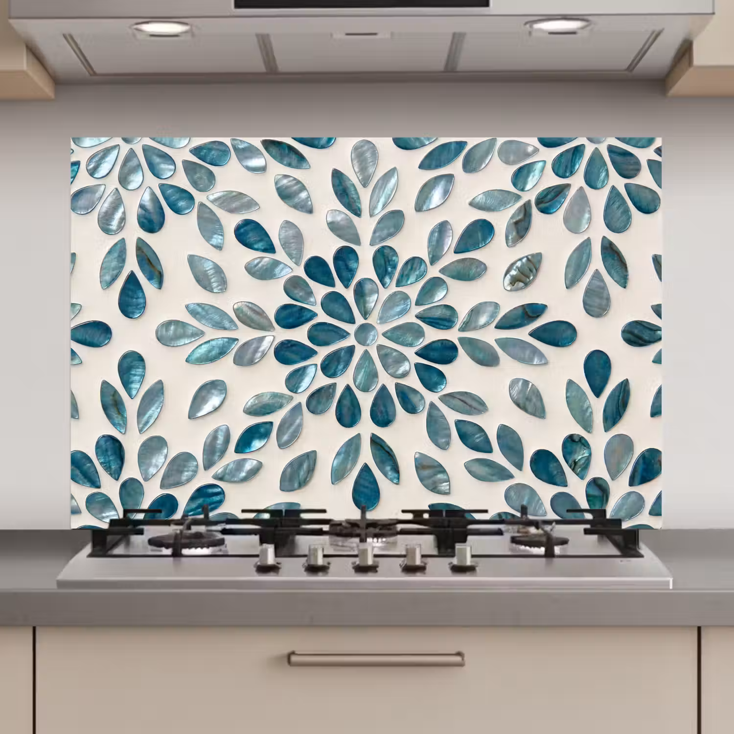 Patroon - Bladeren - Abstract - Modern - Turquoise keuken achterwand spatscherm klein -3d_website