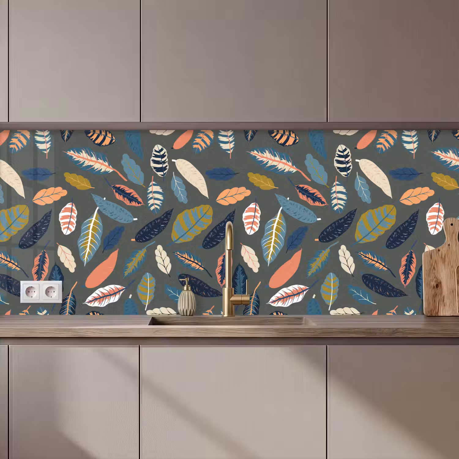 Patroon - Blaadjes - Pastel keuken achterwand 2 middel 871 zz_3dshopping