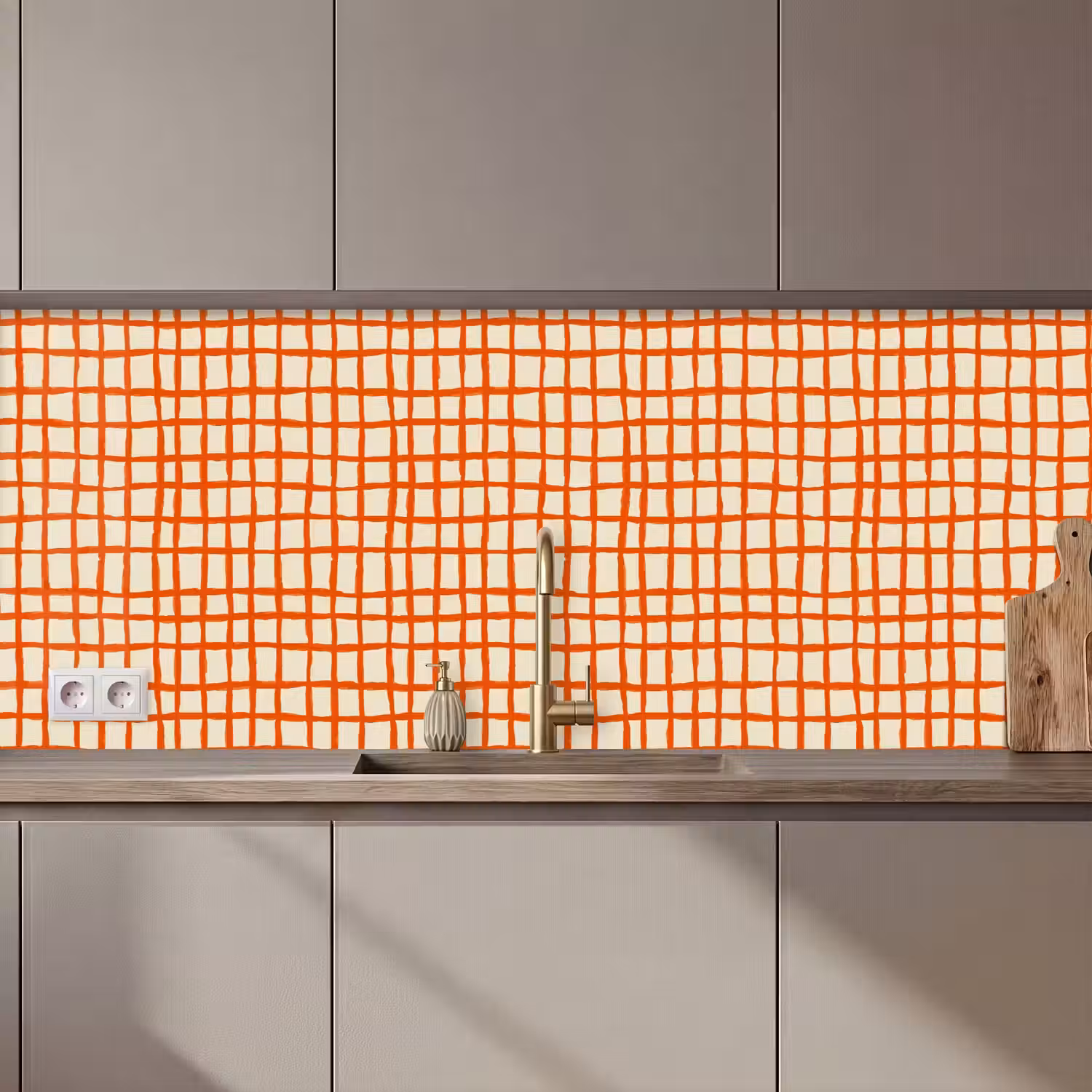 Patroon - Lijnen - Oranje keuken achterwand 2 middel 871 zz_3dshopping