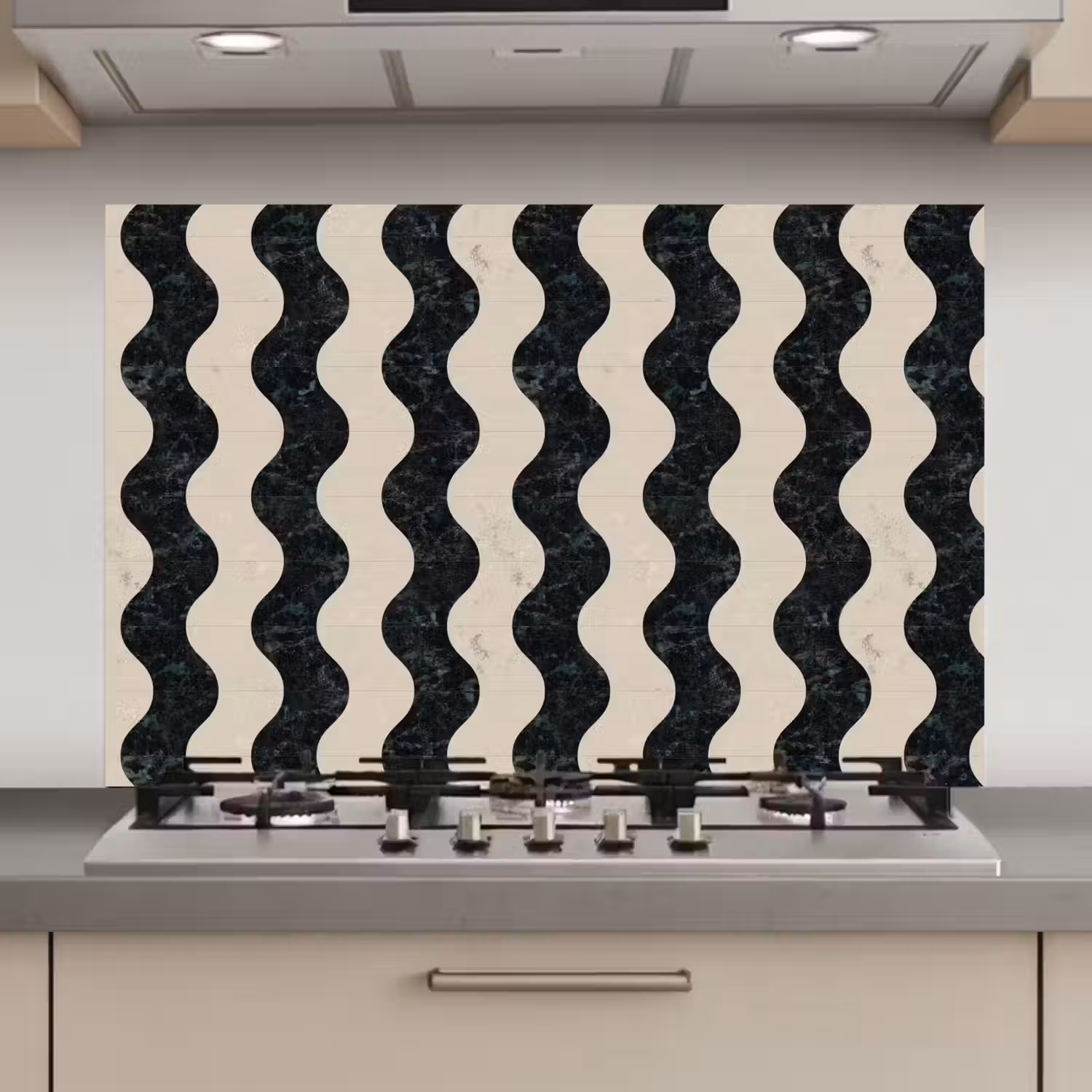 Patroon - Marmer - Groen - Cremé keuken achterwand spatscherm klein 900 -3d_website