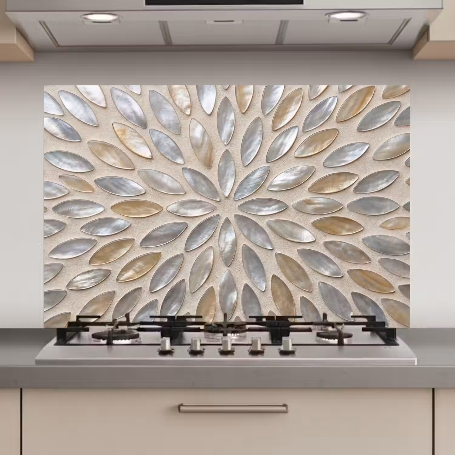 Patroon - Ovaal - Glanzend - Abstract - Beige keuken achterwand spatscherm klein -3d_website