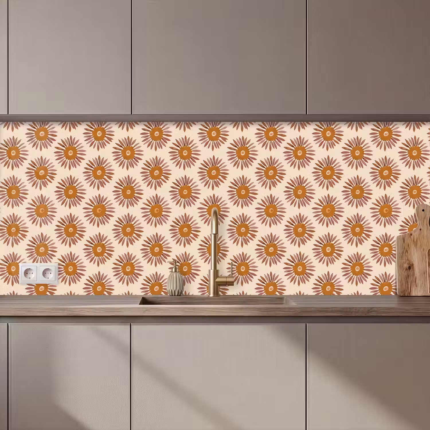 Patroon - Retro - Bruin keuken achterwand 2 middel 871 zz_3dshopping