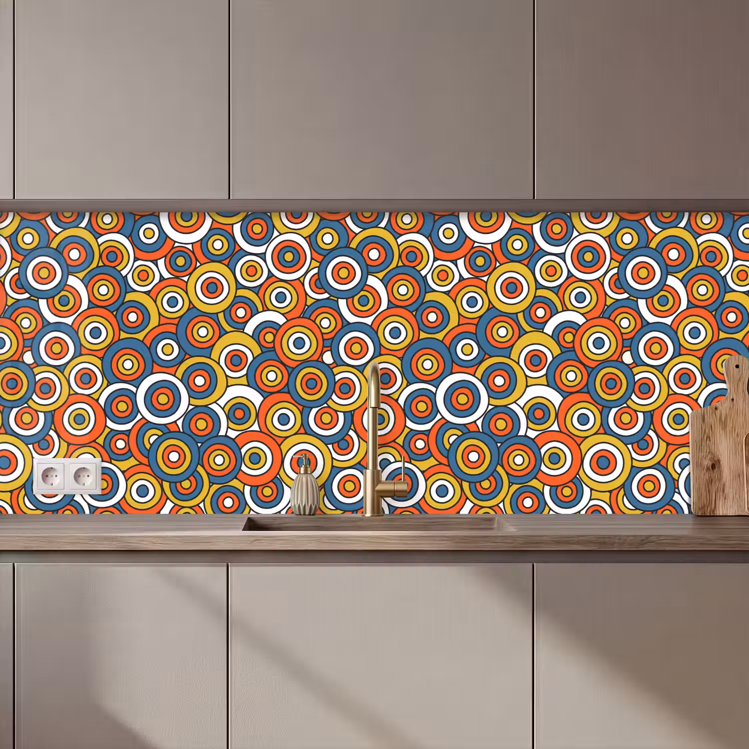Patroon - Retro - Cirkel keuken achterwand 2 middel 871 zz_3dshopping