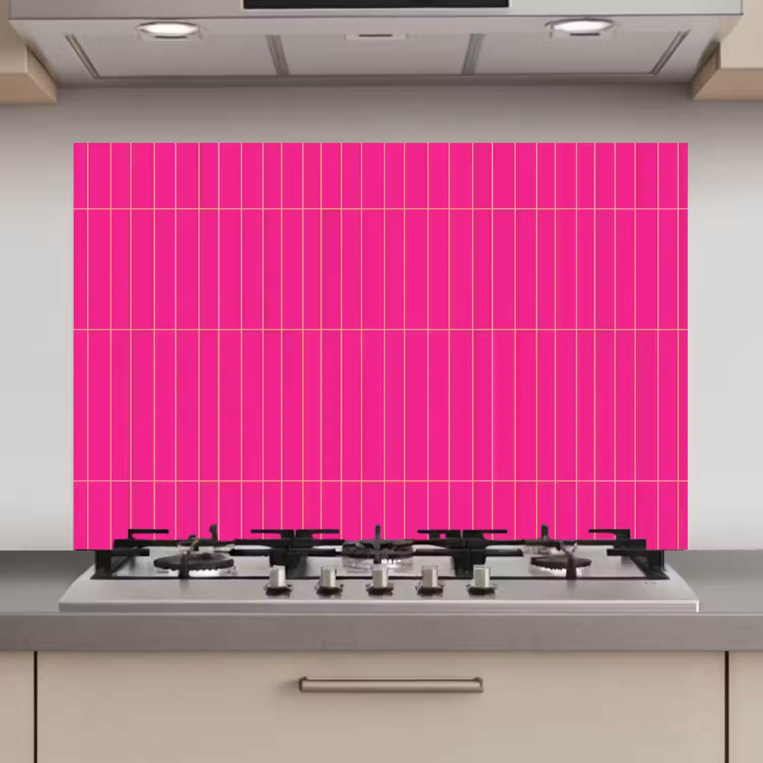 Patroon - Tegel - Magenta - Roze keuken achterwand spatscherm klein 900 -3d_website