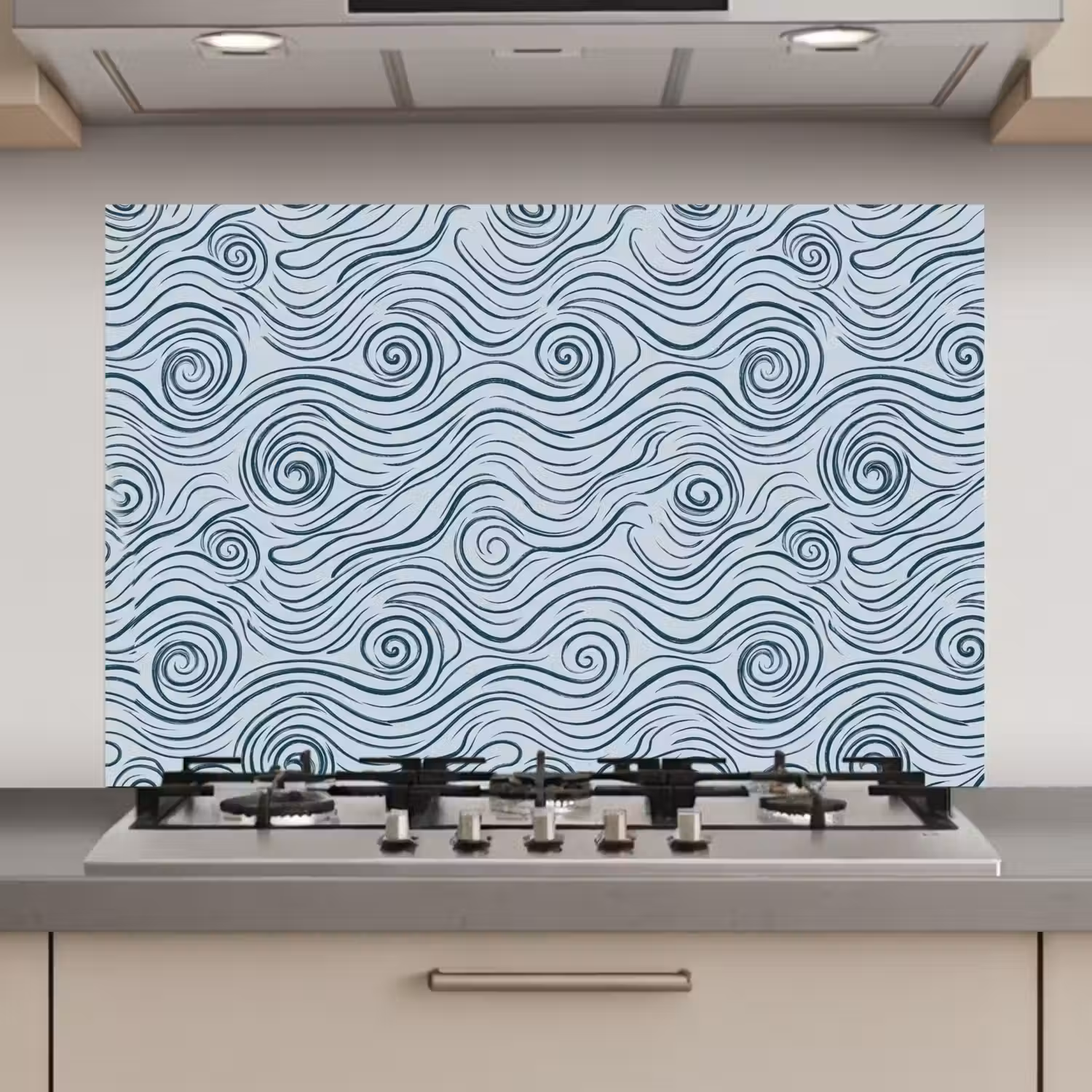 Patroon - Golven - Abstract - Modern - Blauw keuken achterwand spatscherm klein -3d_website