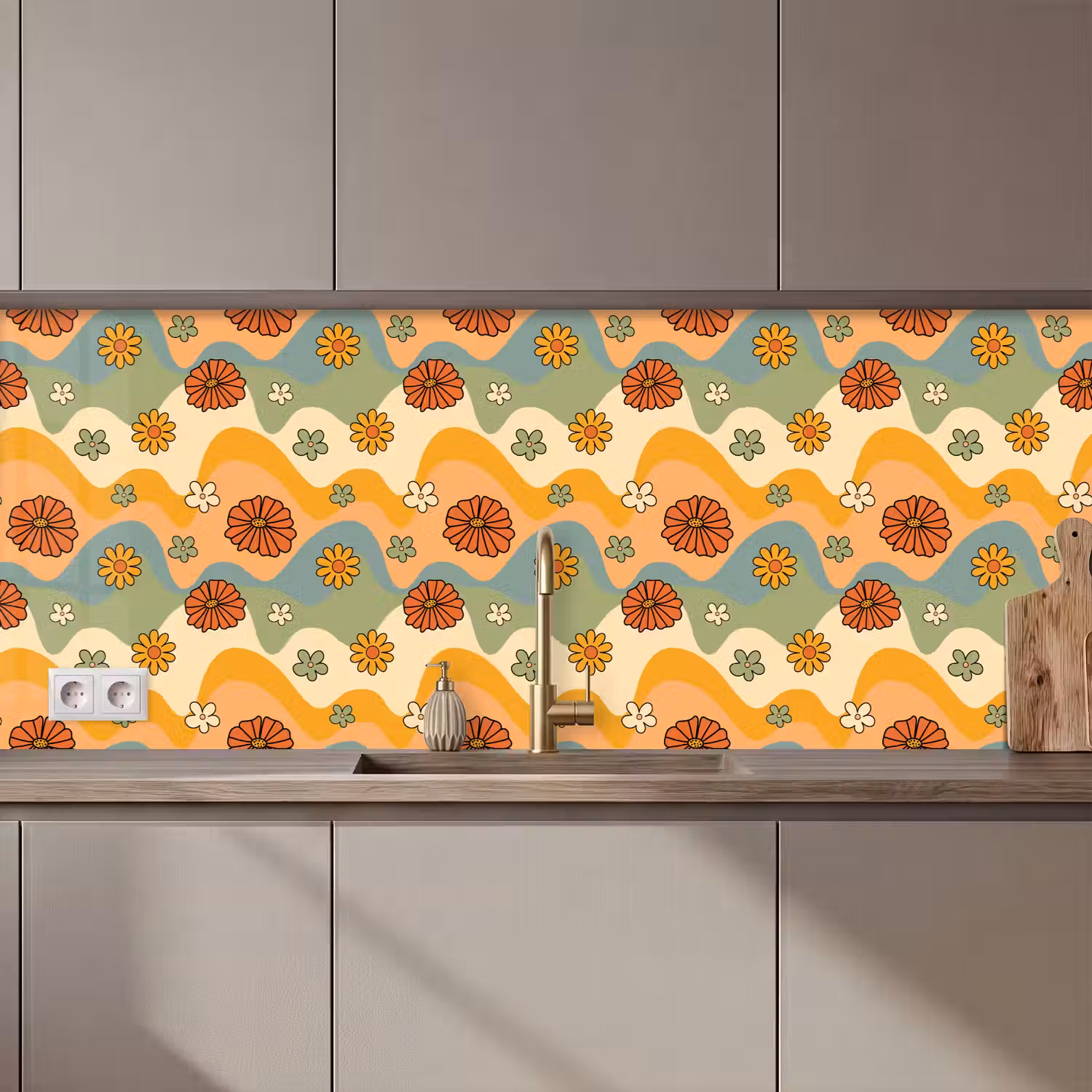 Patronen - Bloemen - Vintage keuken achterwand 2 middel 871 zz_3dshopping