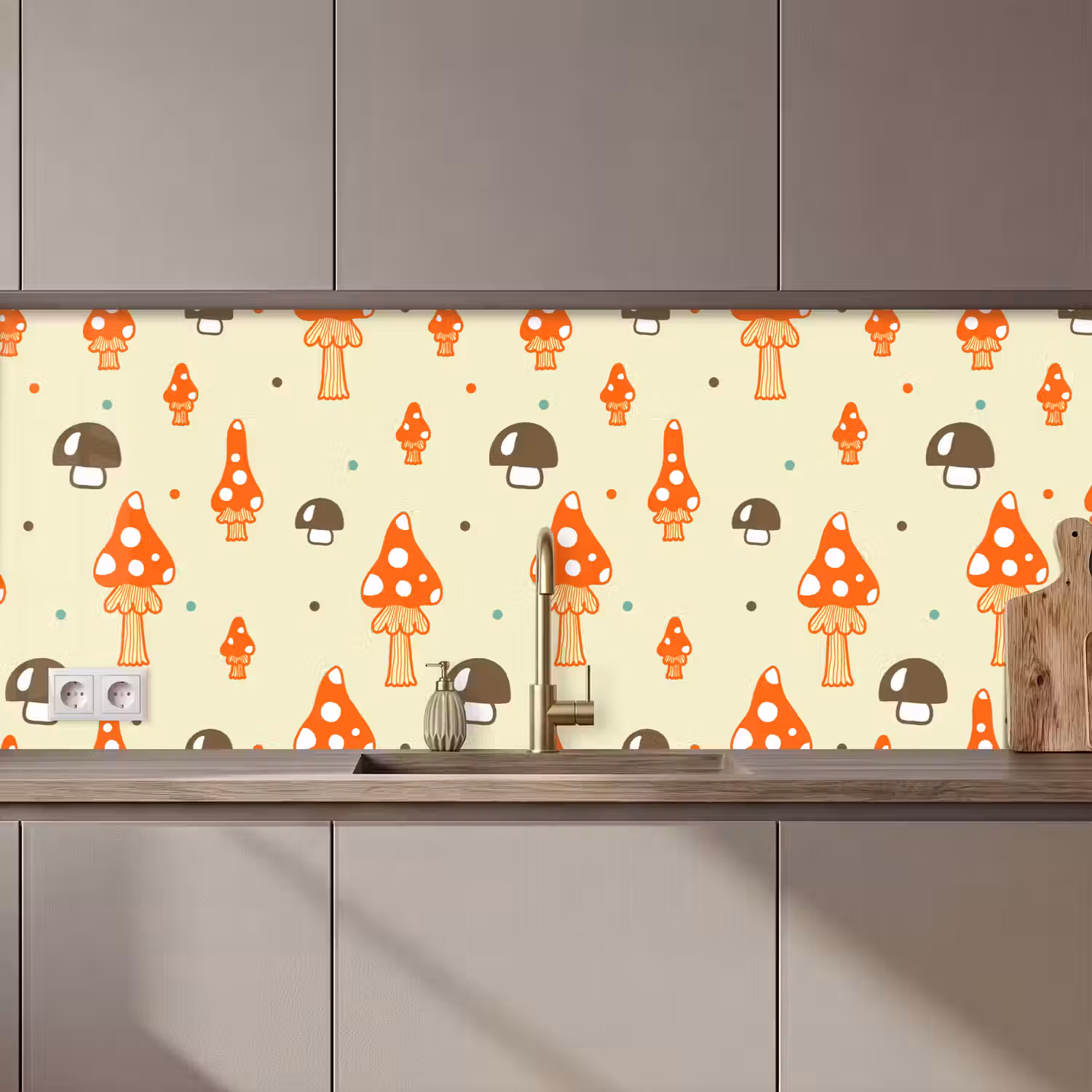 Patronen - Paddestoel - Oranje keuken achterwand 2 middel 871 zz_3dshopping