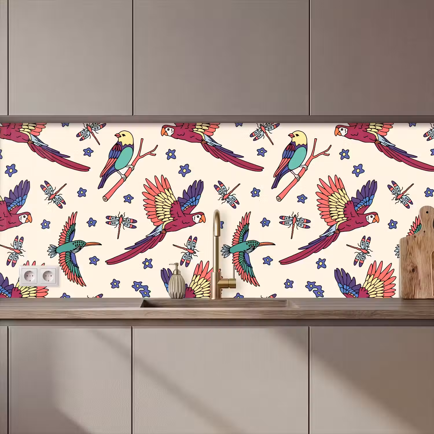 Patronen - Vintage - Vogels keuken achterwand 2 middel 871 zz_3dshopping