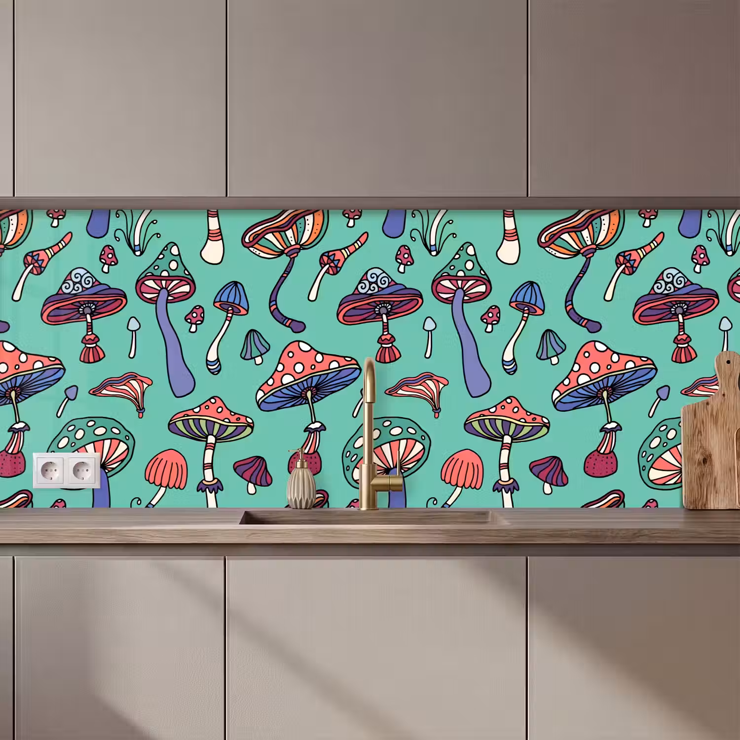 Patronen - Vintage - Paddenstoelen - Natuur keuken achterwand 2 middel 871 zz_3dshopping