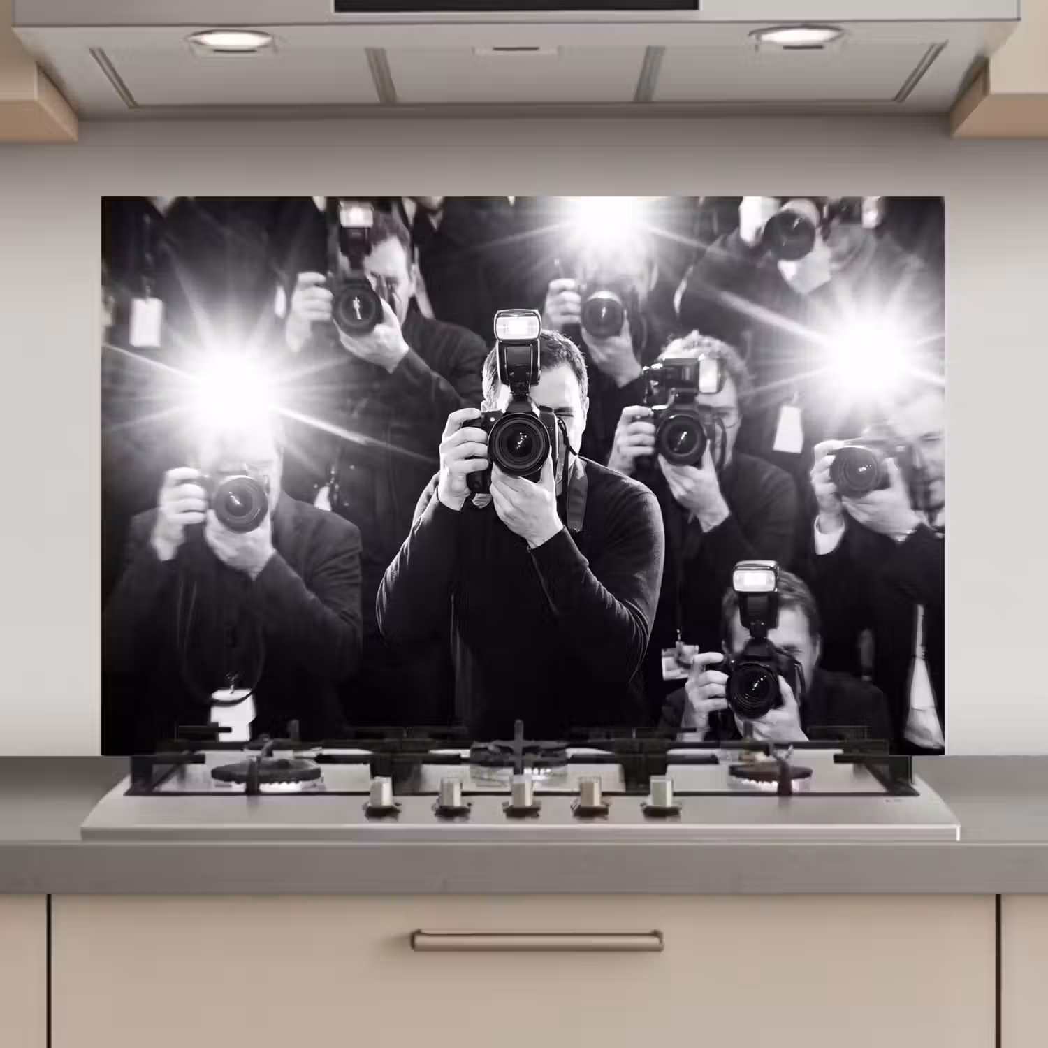 Mensen - Camera - Flitslicht - Zwart-wit - Media keuken achterwand spatscherm klein -3d_website