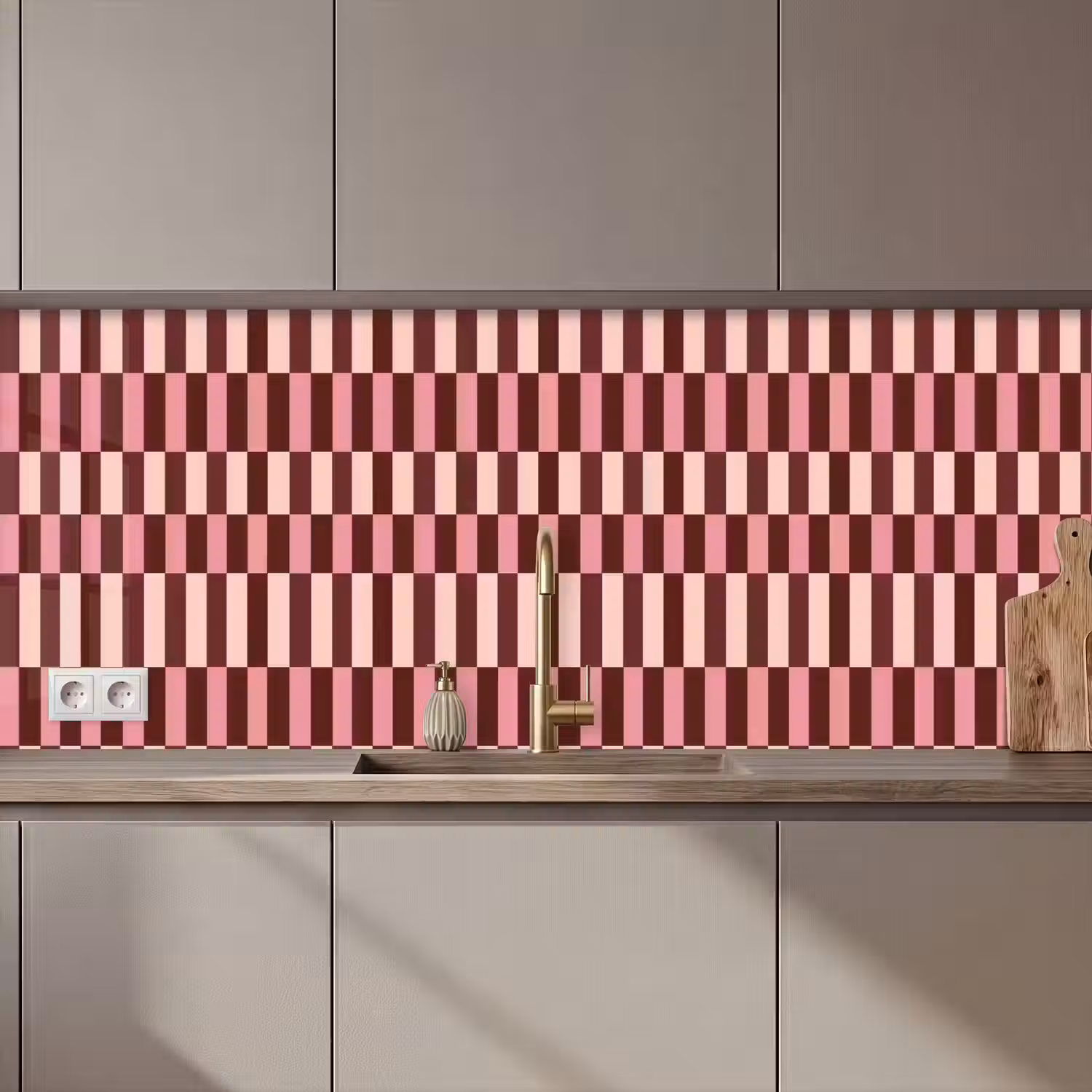 Roze - Rood - Blokjes keuken achterwand 2 middel 871 zz_3dshopping