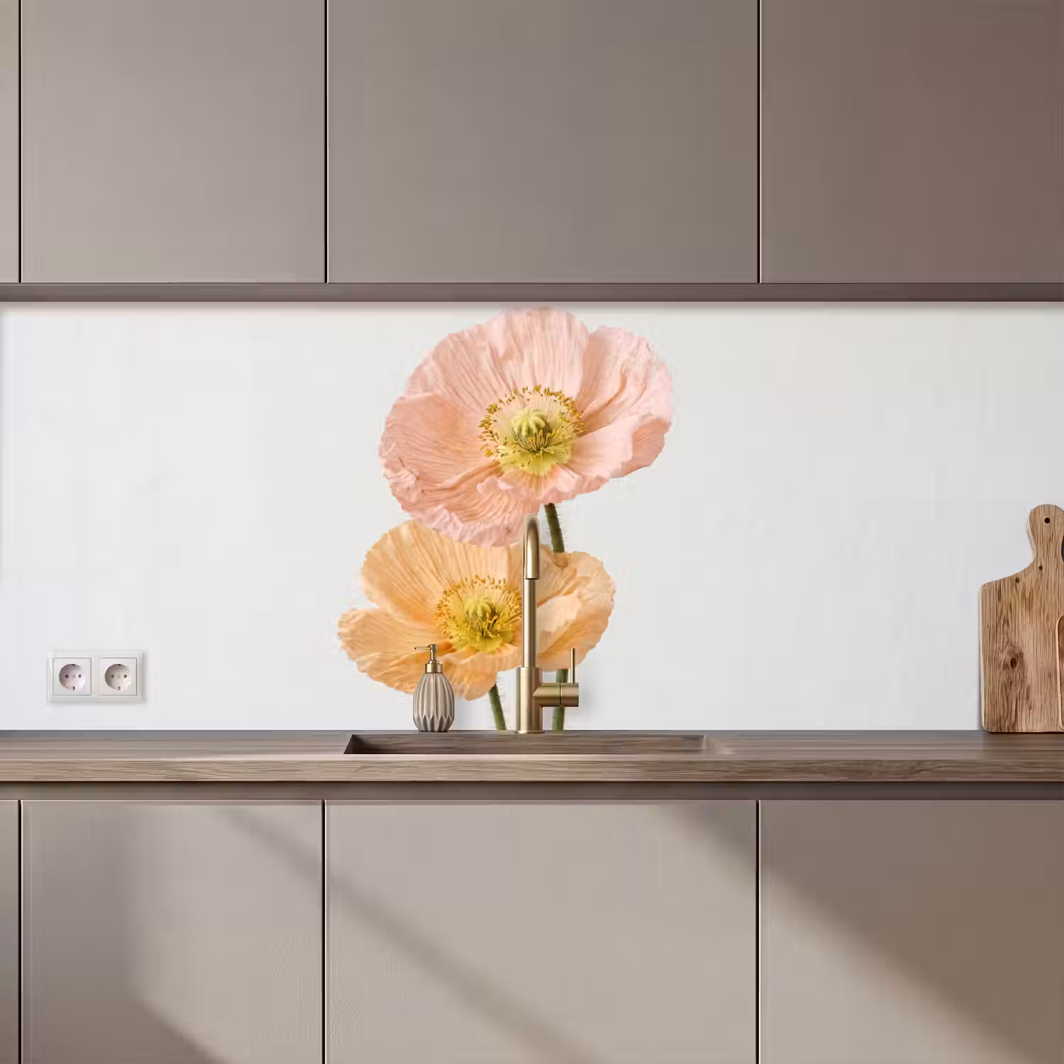 Papavers - Botanisch - Roze keuken achterwand 2 middel zz_3dshopping