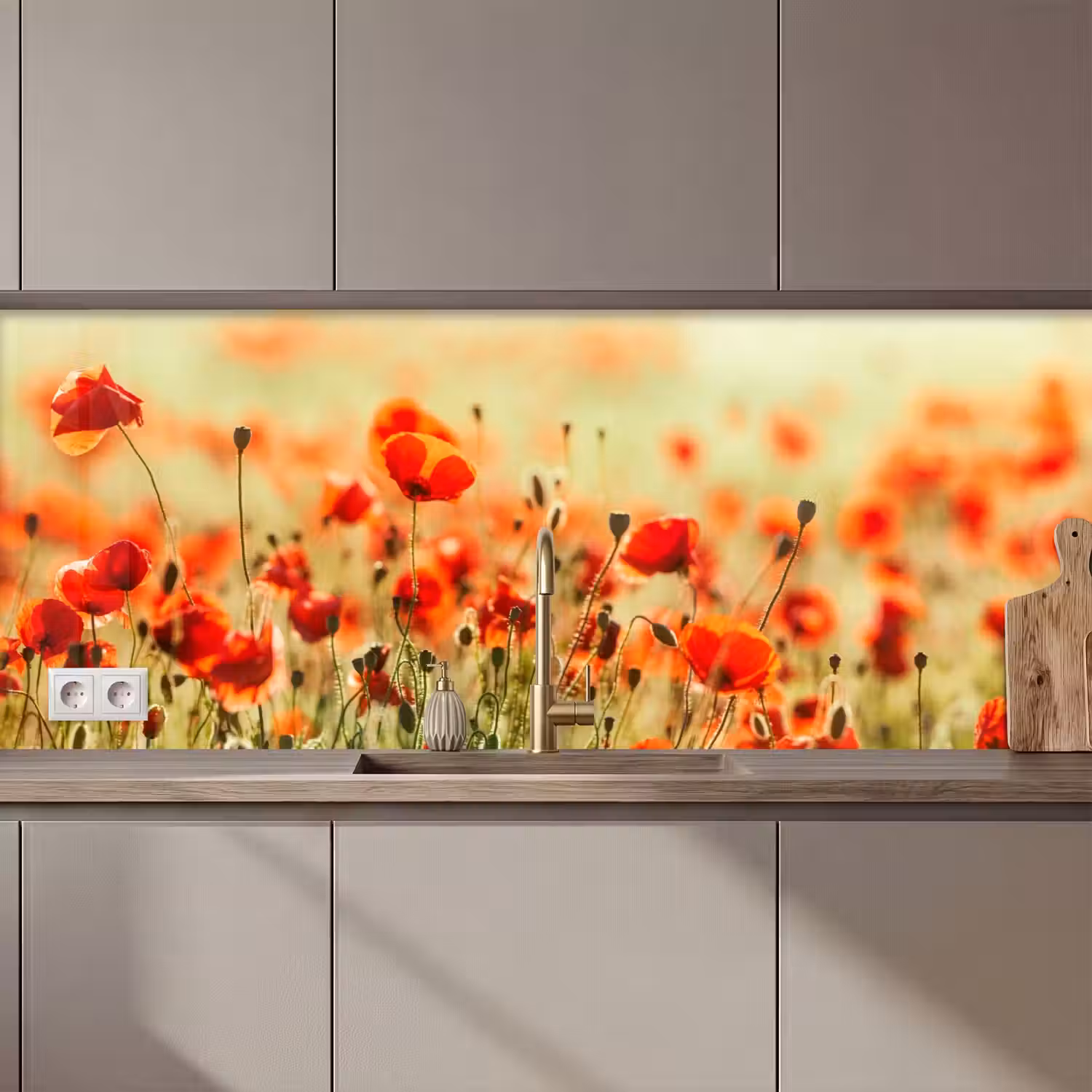 Klaprozen - Bloemen - Rood - Bloemenveld keuken achterwand 2 middel zz_3dshopping