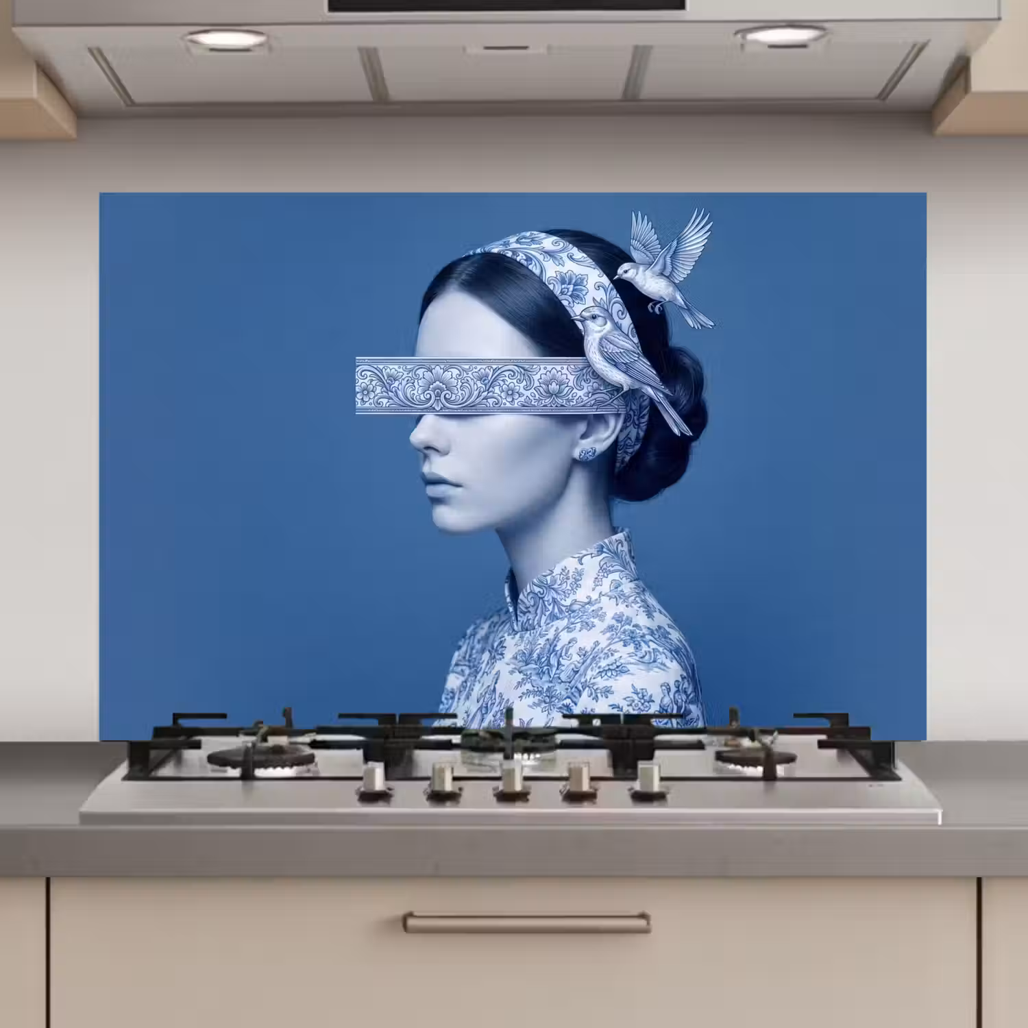 Portret - Klassiek - Wit - Blauw keuken achterwand 2 middel zz_3dshopping