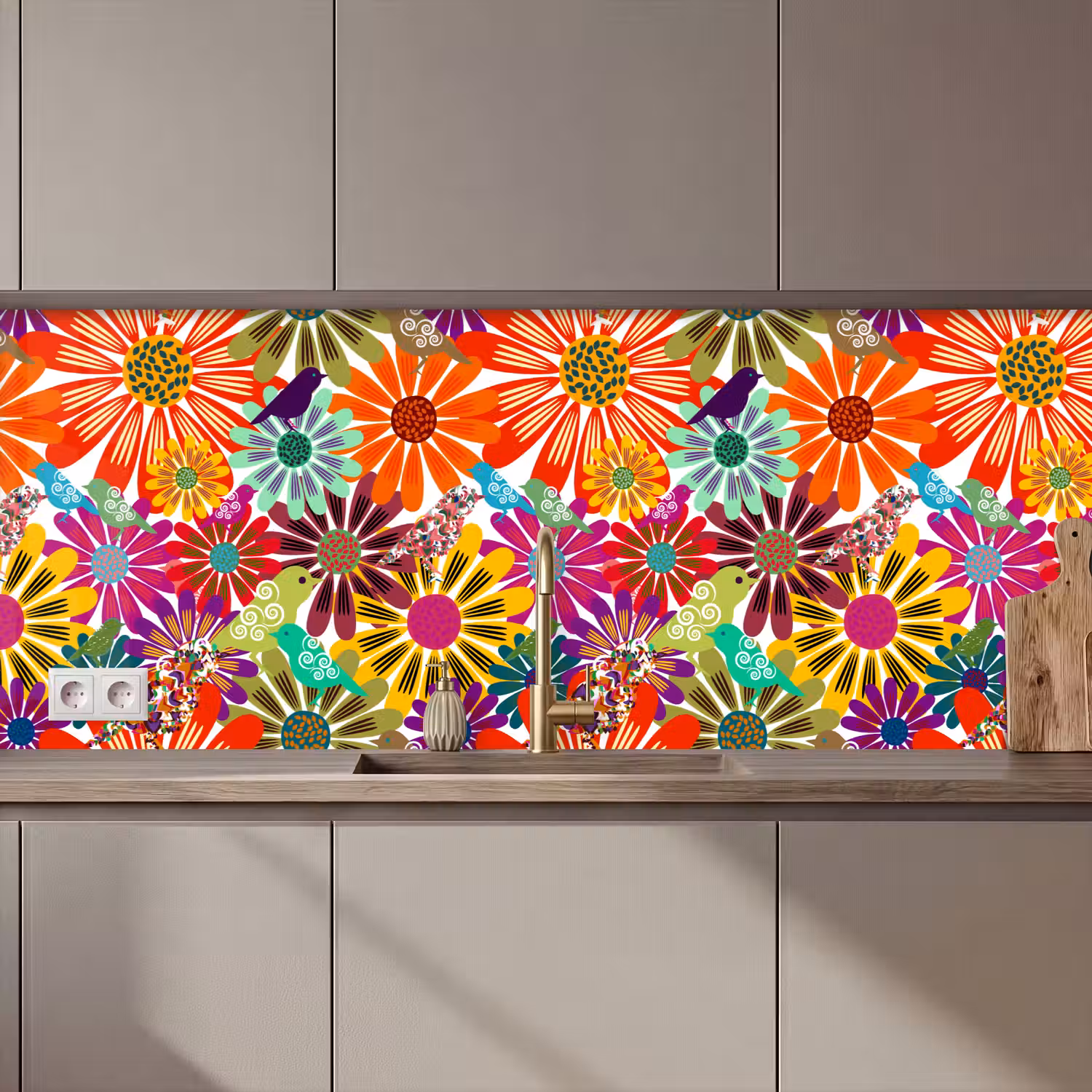 Regenboog - Bloemen - Patronen - Hippie keuken achterwand 2 middel 871 zz_3dshopping