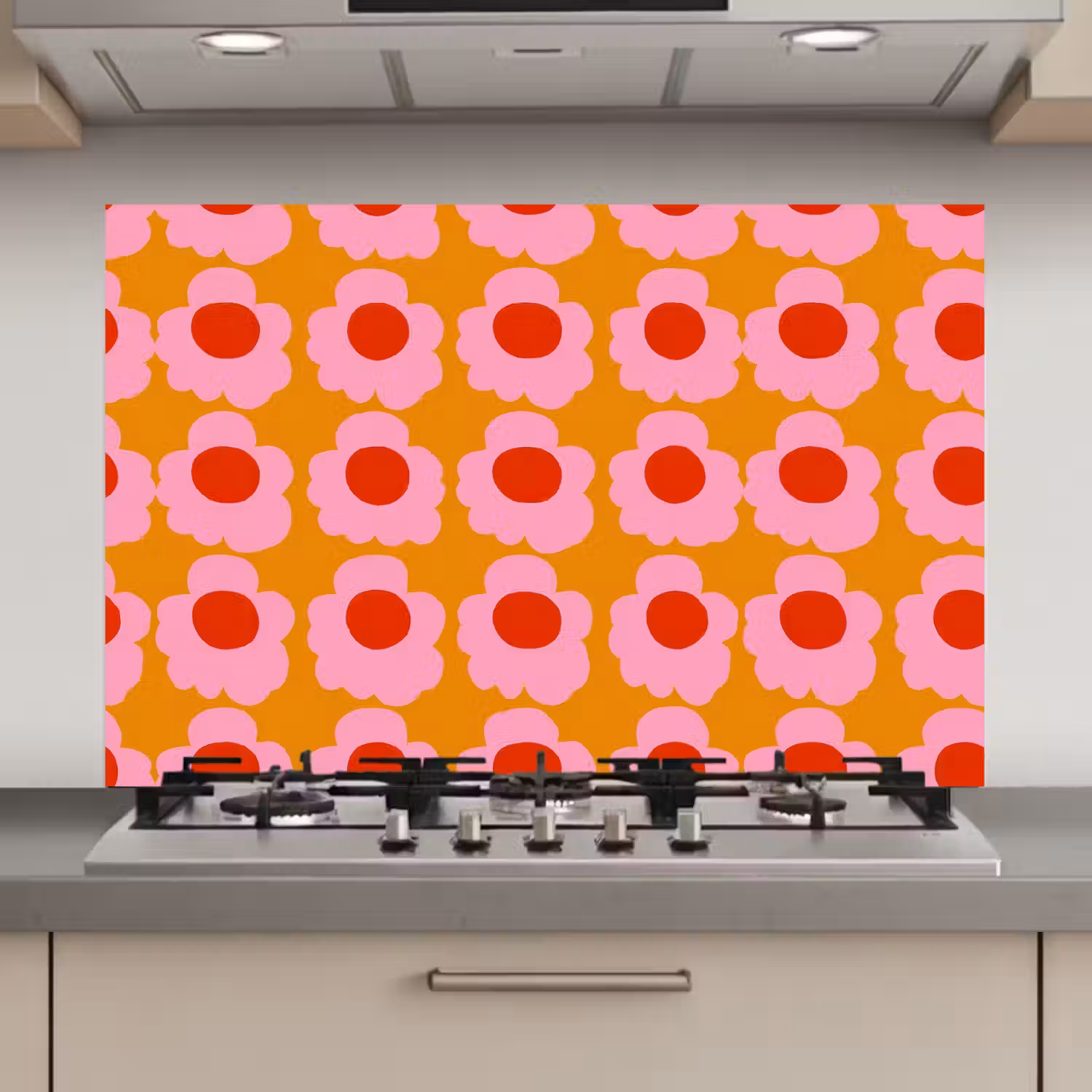 Retro - Bloemen - Roze keuken achterwand 2 middel 871 zz_3dshopping