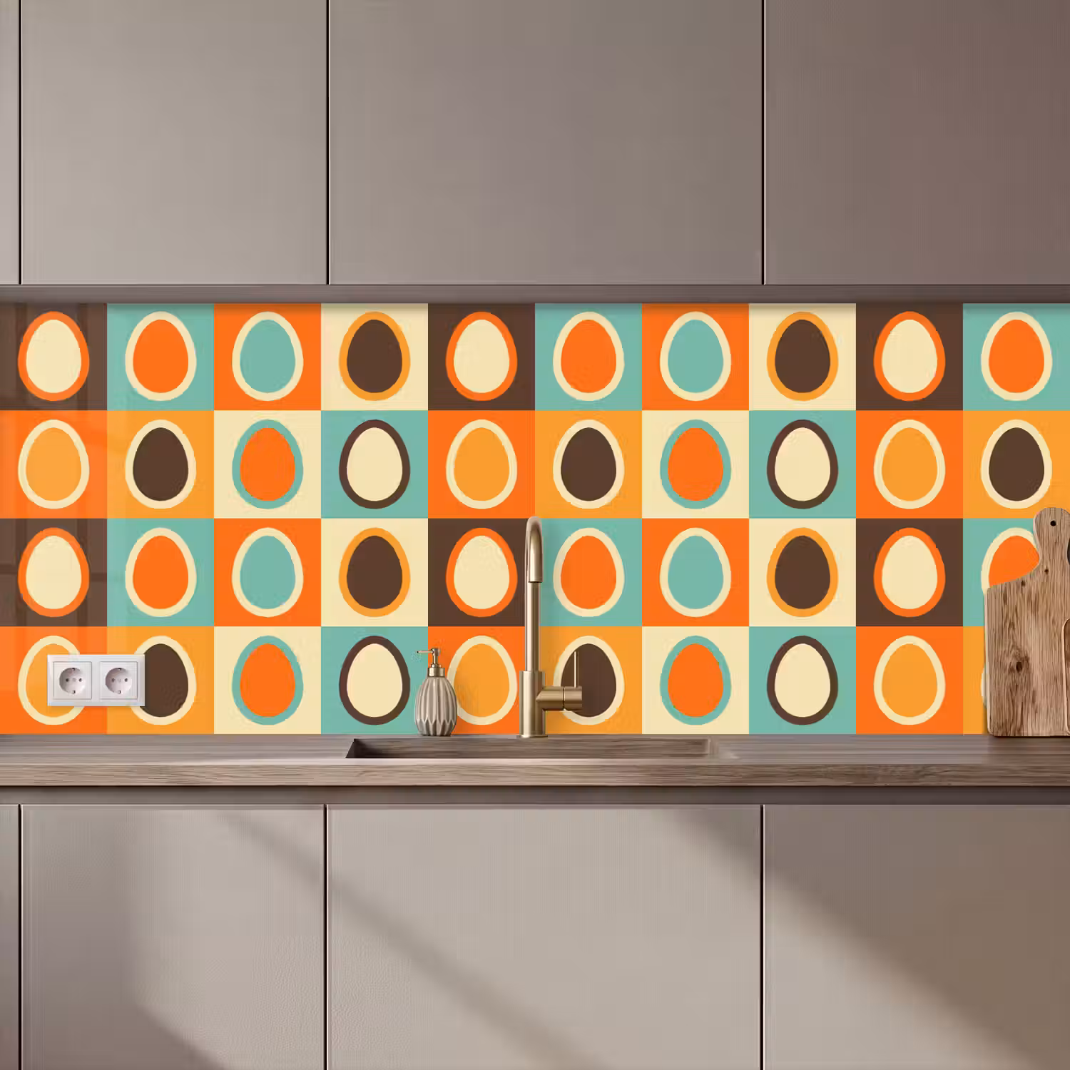 Retro - Patronen - Ei keuken achterwand 2 middel 871 zz_3dshopping
