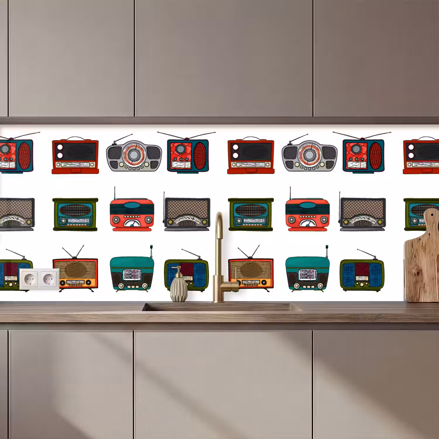 Retro - Radio - Design keuken achterwand 2 middel 871 zz_3dshopping