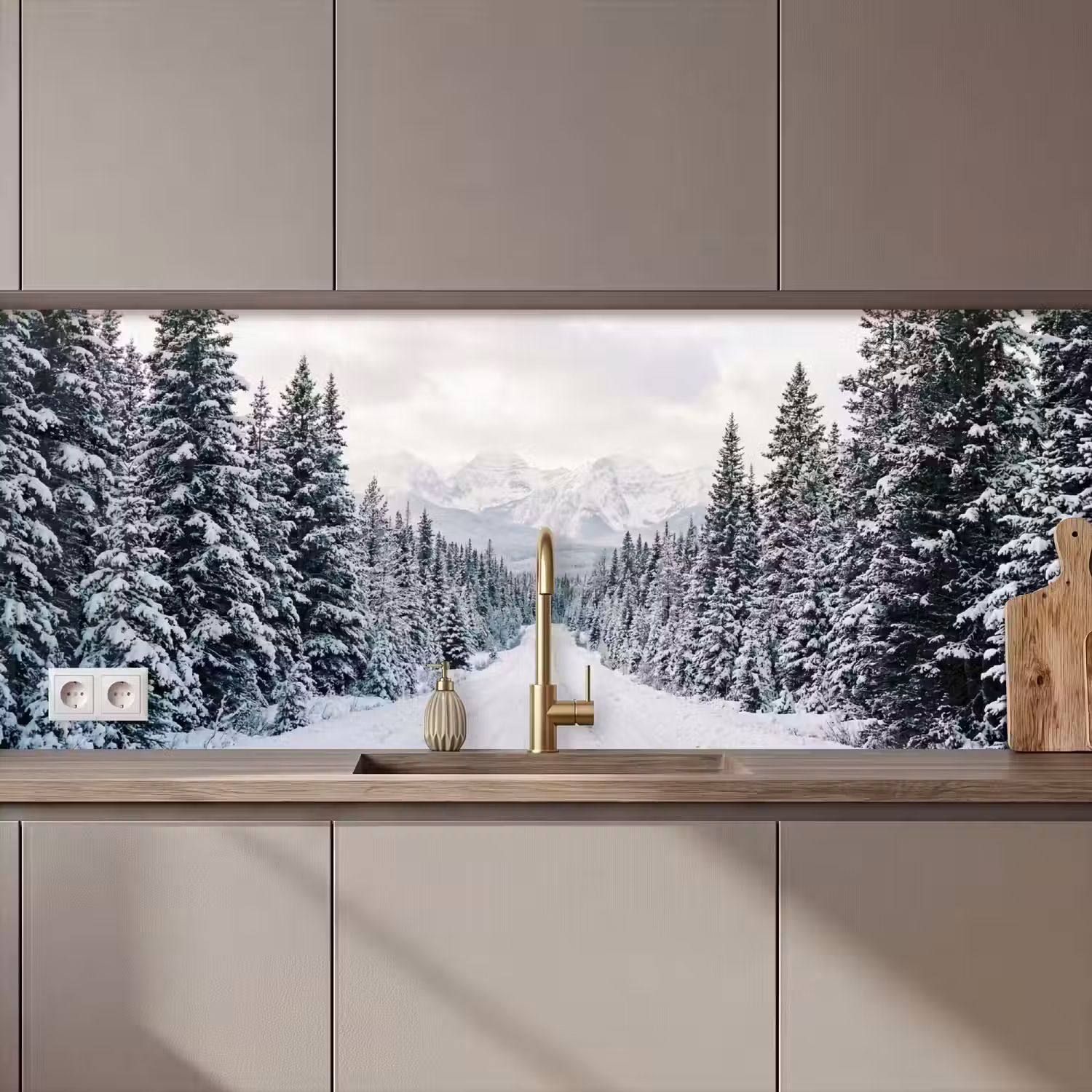 Weg - Sneeuw - Naaldbos - Winter - Avontuurlijk keuken achterwand 2 middel zz_3dshopping