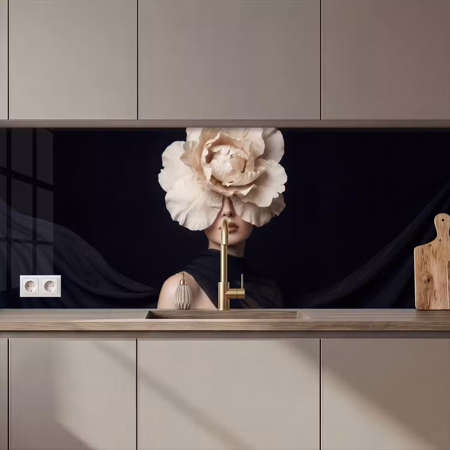 Roos - Tijdloos - Zwart keuken achterwand 2 middel zz_3dshopping