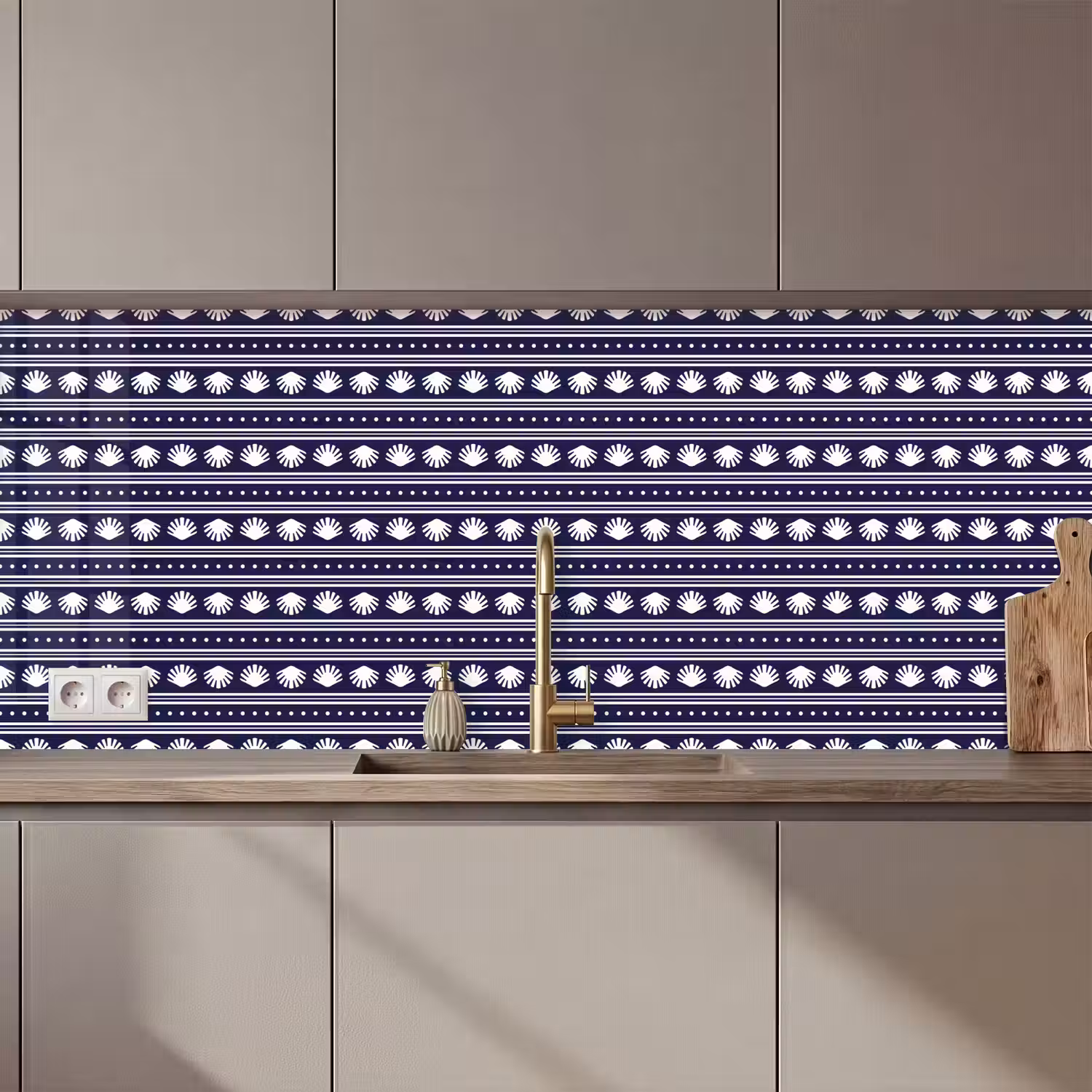 Schelp - Nautisch - Blauw - Wit keuken achterwand 2 middel 871 zz_3dshopping