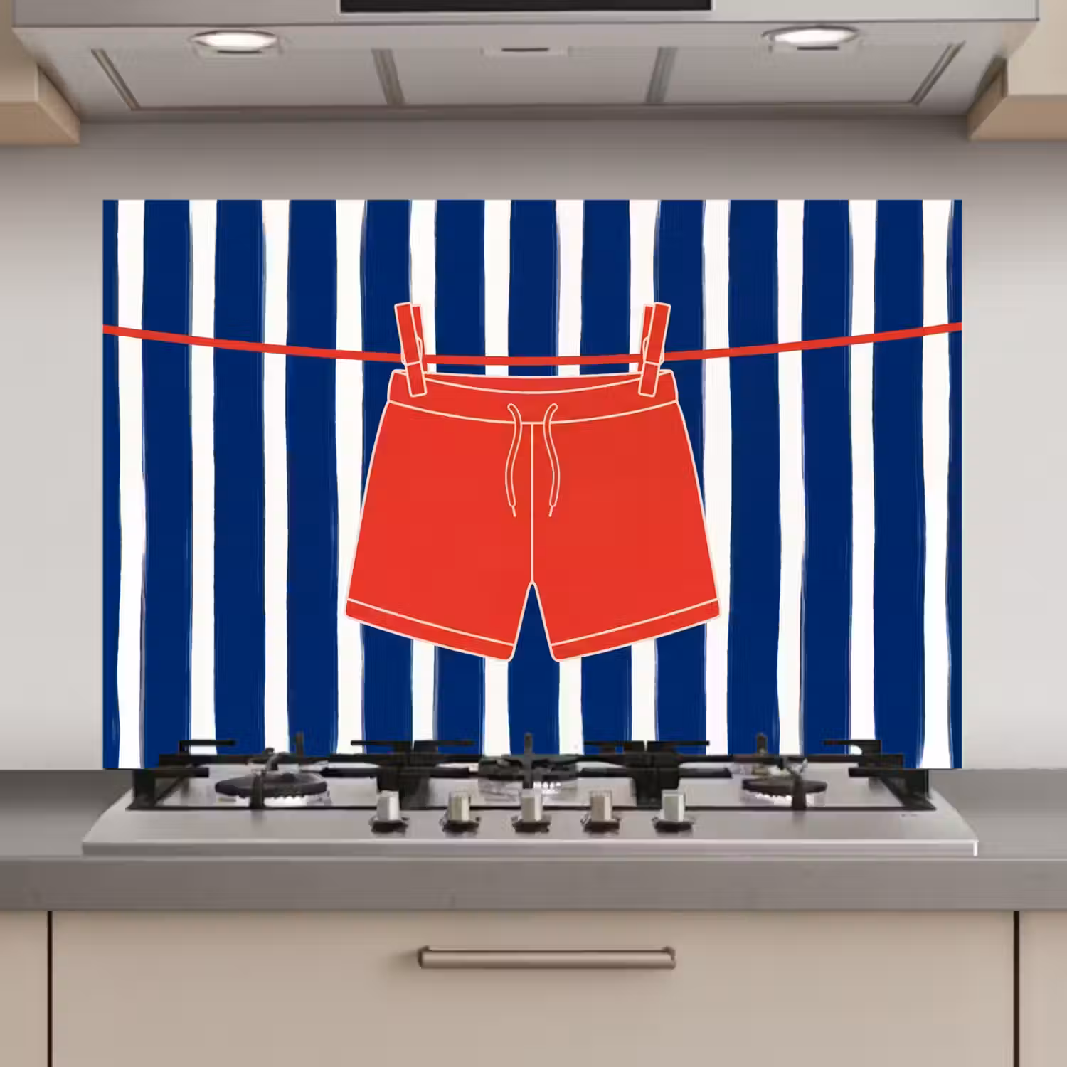 Shorts - Waslijn - Zomer - Illustratie - Rood keuken achterwand spatscherm klein -3d_website