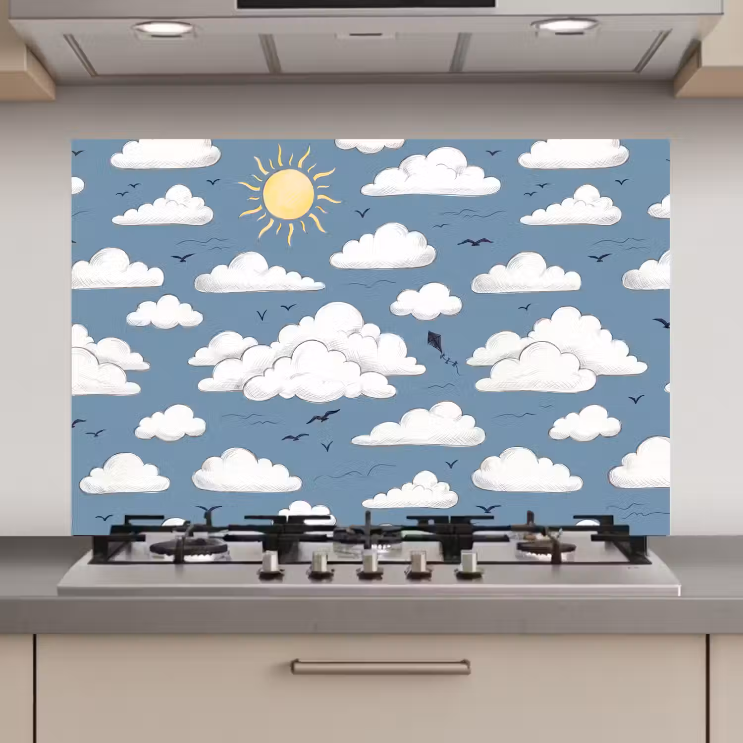 Lucht - Zon - Wolken - Natuur - Blauw keuken achterwand spatscherm klein -3d_website