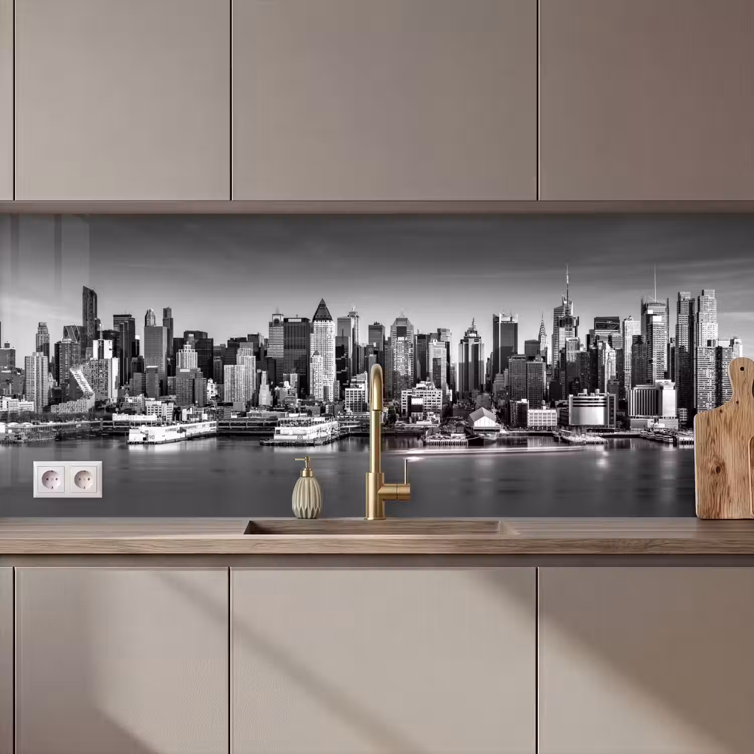 Skyline - Stad - Wolkenkrabbers - Zwart - Wit keuken achterwand 2 middel zz_3dshopping