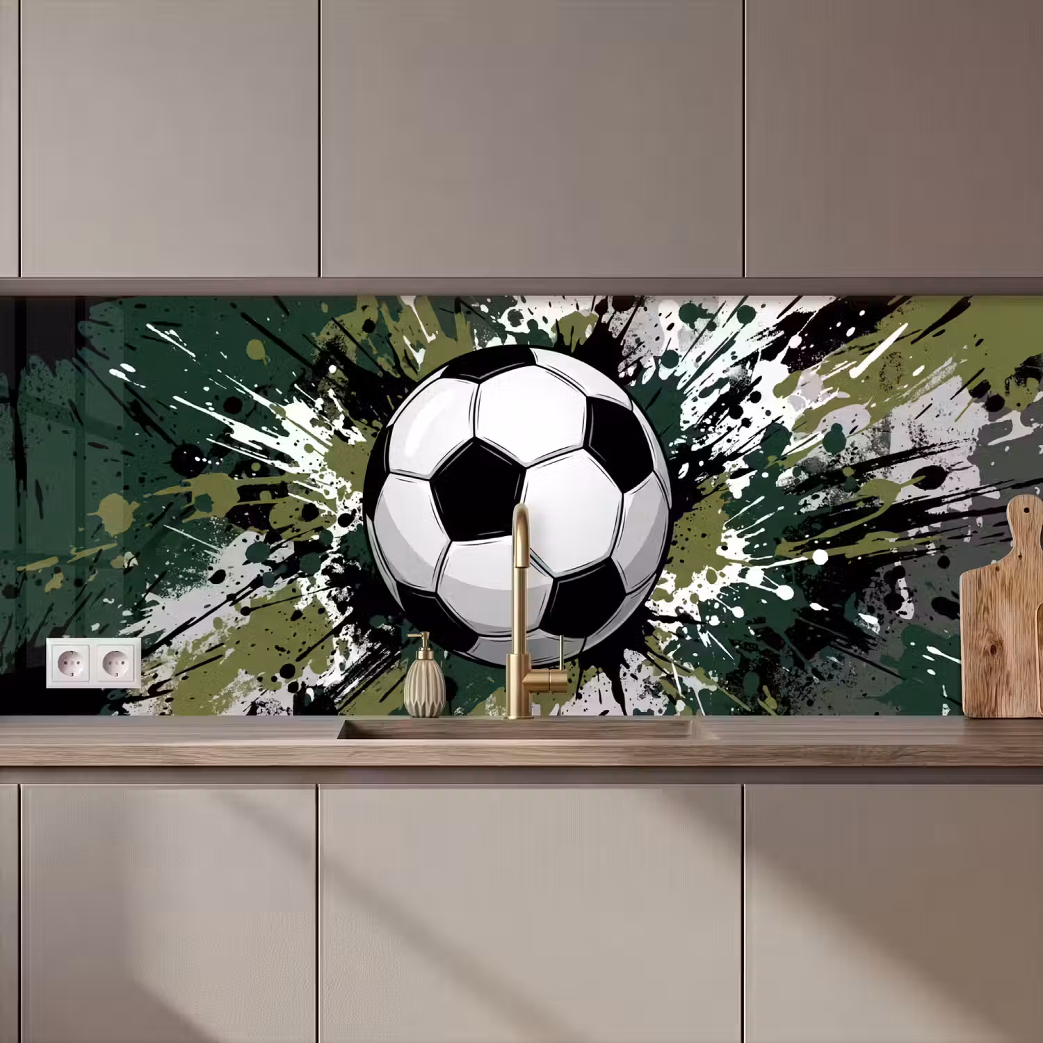 Voetbal - Verf - Spetters - Groen keuken achterwand 2 middel zz_3dshopping