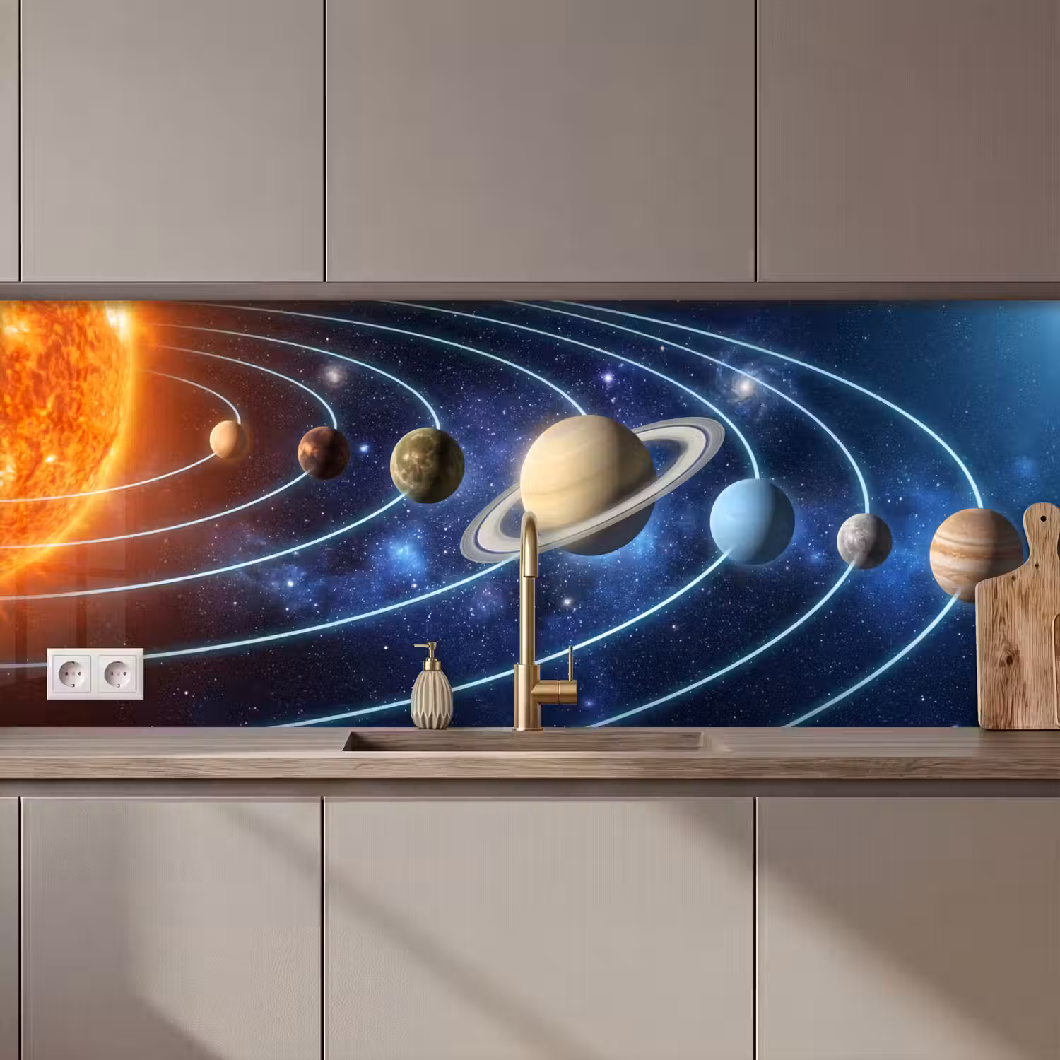 Ruimte - Zonnestelsel - Blauw keuken achterwand 2 middel zz_3dshopping