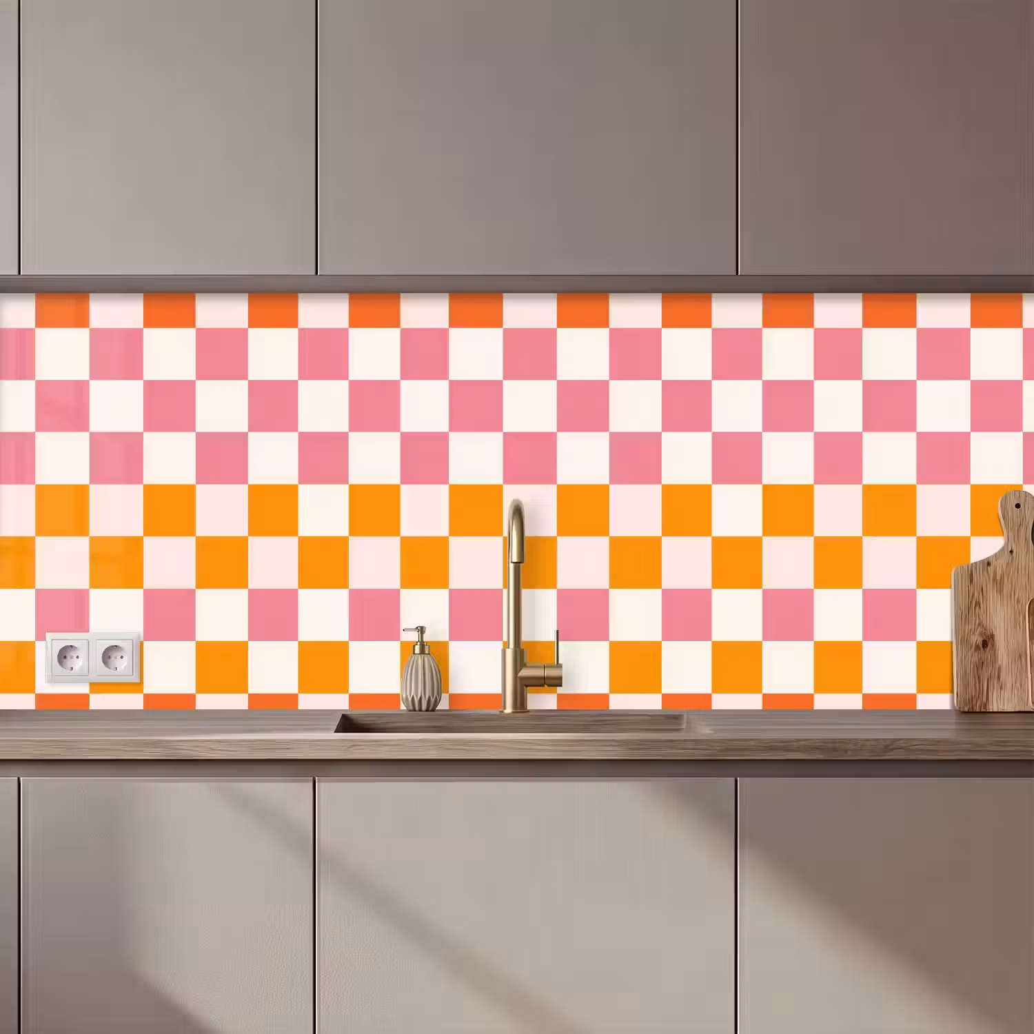 Vierkant - Patroon - Oranje keuken achterwand 2 middel 871 zz_3dshopping