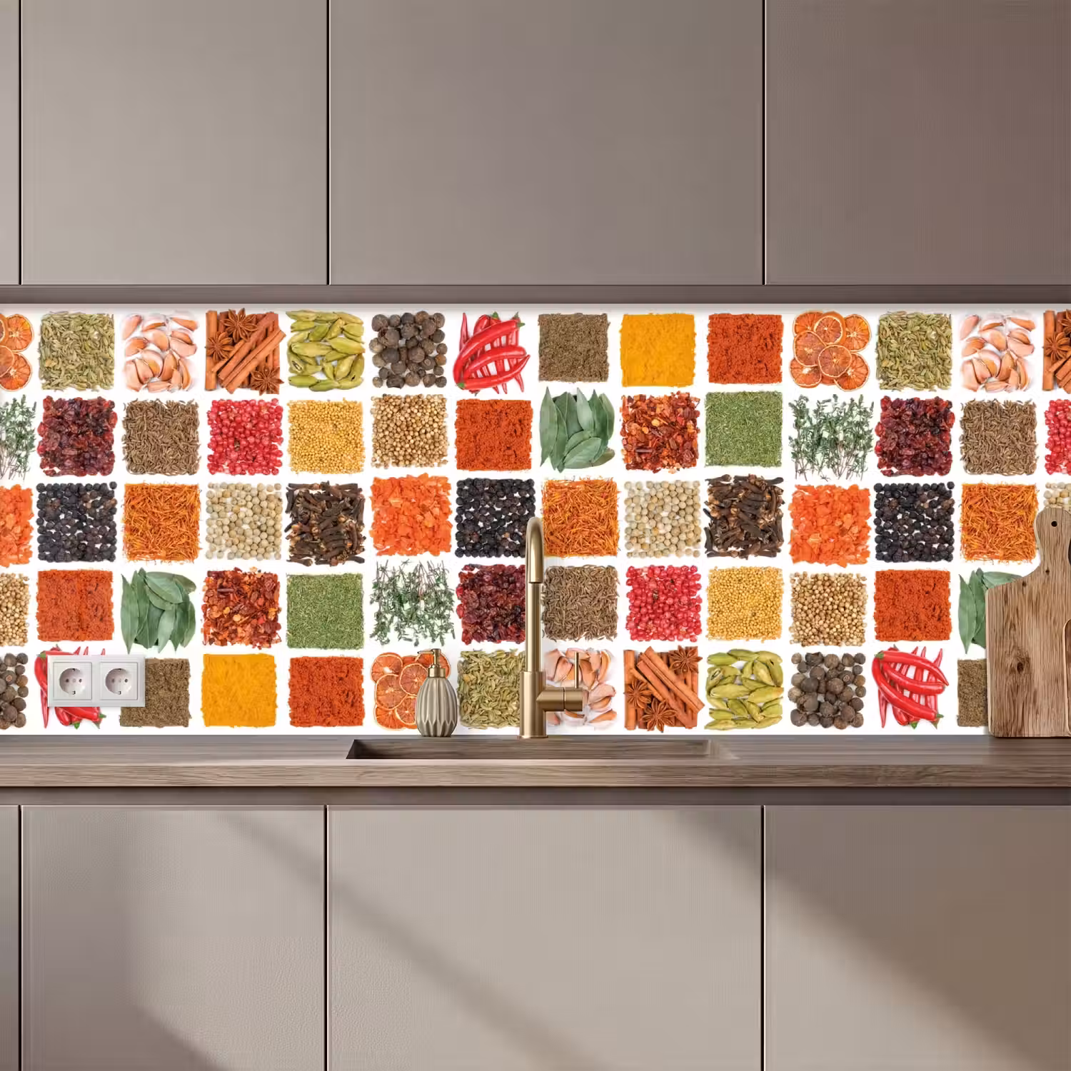 Vierkanten - Specerijen - Kruiden - Grafisch keuken achterwand 2 middel zz_3dshopping