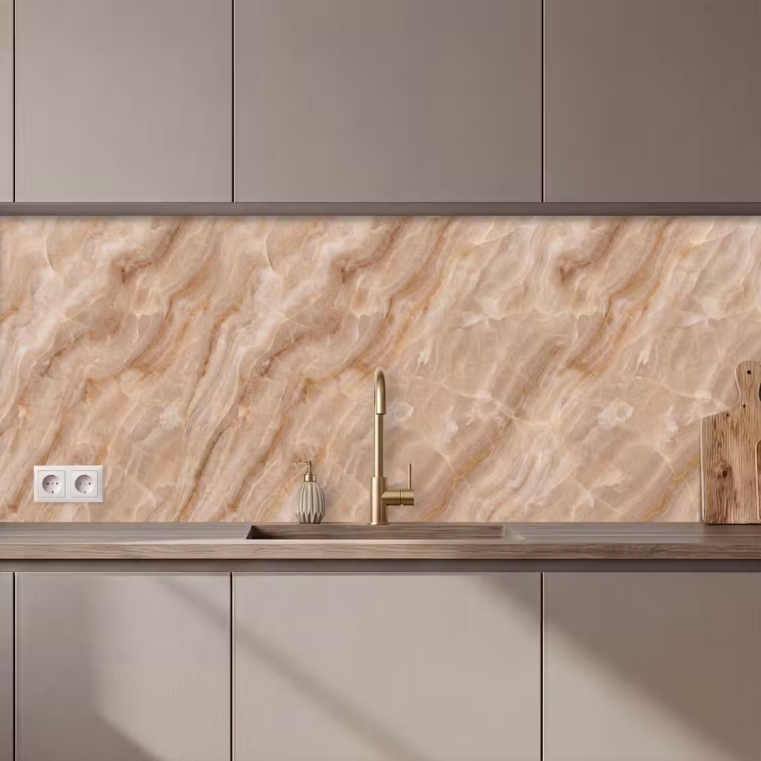 Steen - Ader - Natuur - Modern - Beige keuken achterwand 2 middel zz_3dshopping