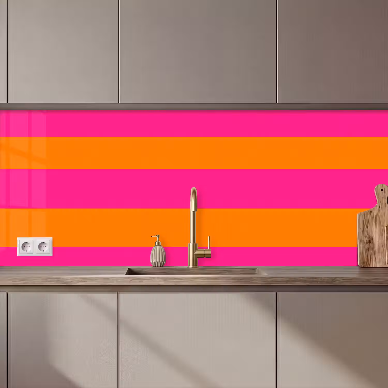 Strepen - Horizontaal - Roze keuken achterwand 2 middel 871 zz_3dshopping