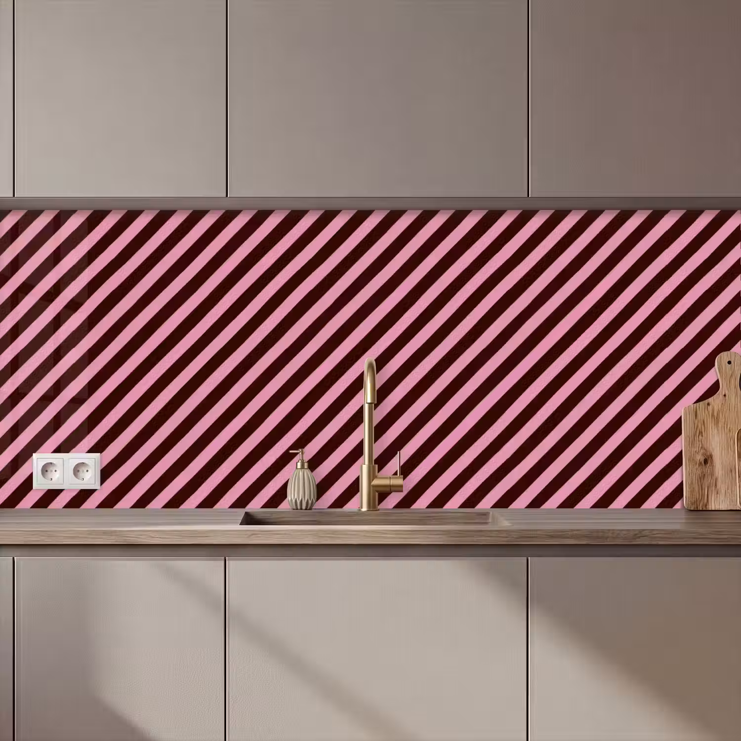 Strepen - Roze - Bruin keuken achterwand 2 middel 871 zz_3dshopping