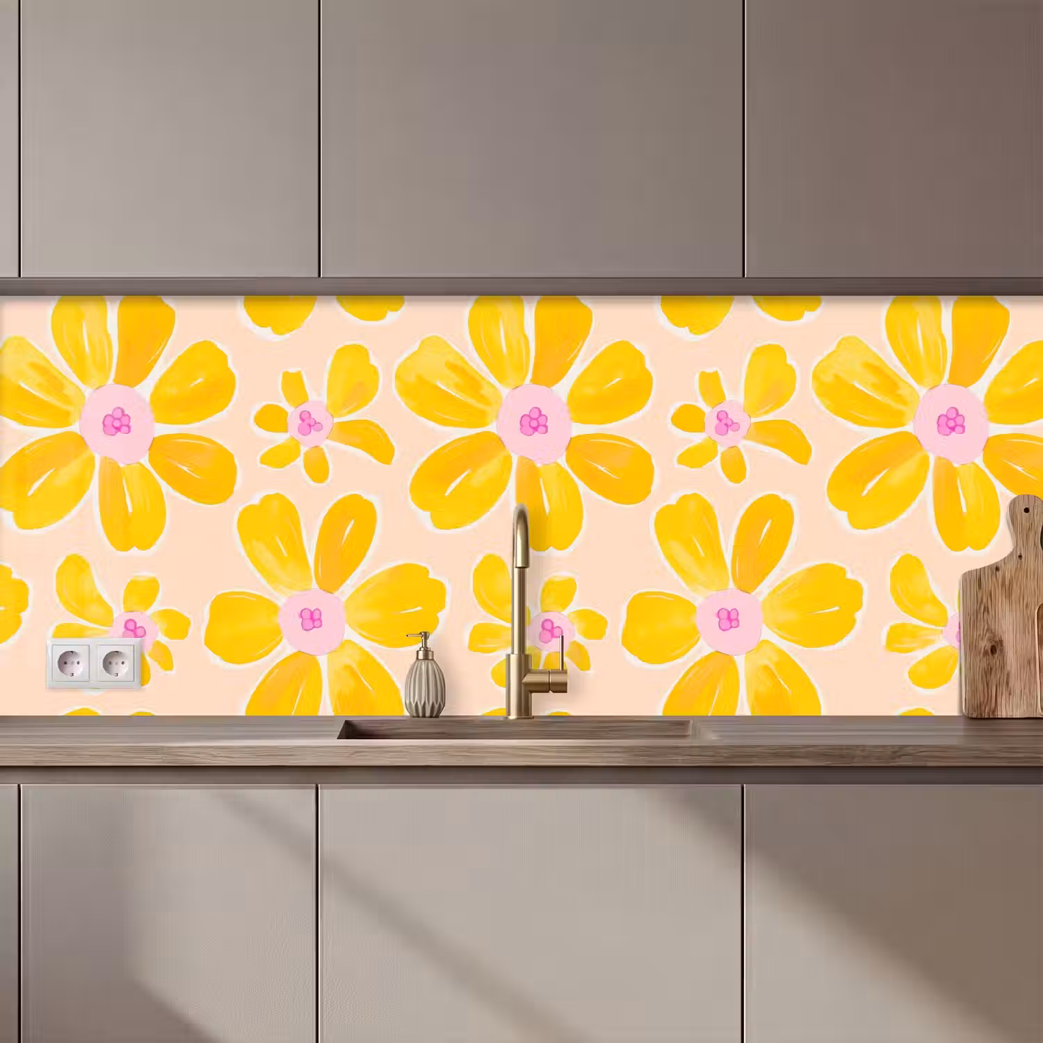 Zomers - Bloemen - Geel keuken achterwand 2 middel 871 zz_3dshopping