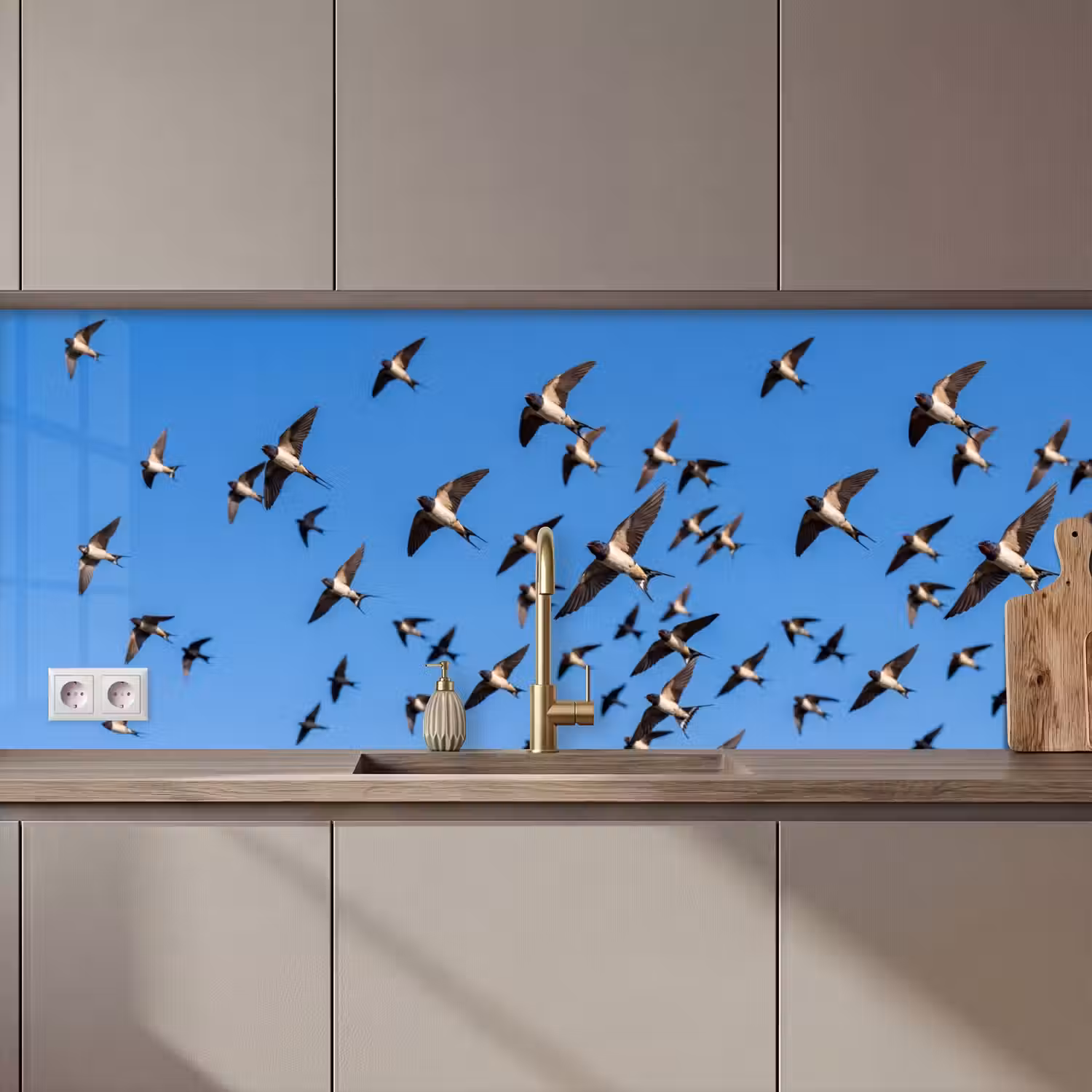 Zwaluwen - Vliegen - Blauw keuken achterwand 2 middel zz_3dshopping