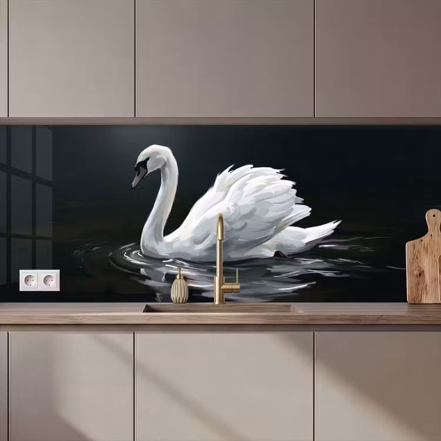 Zwaan - Water - Natuur - Realistisch - Wit keuken achterwand 2 middel zz_3dshopping