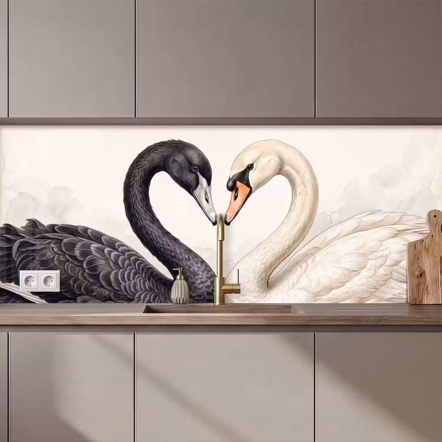 Zwanen - Hartvorm - Dieren keuken achterwand 2 middel zz_3dshopping