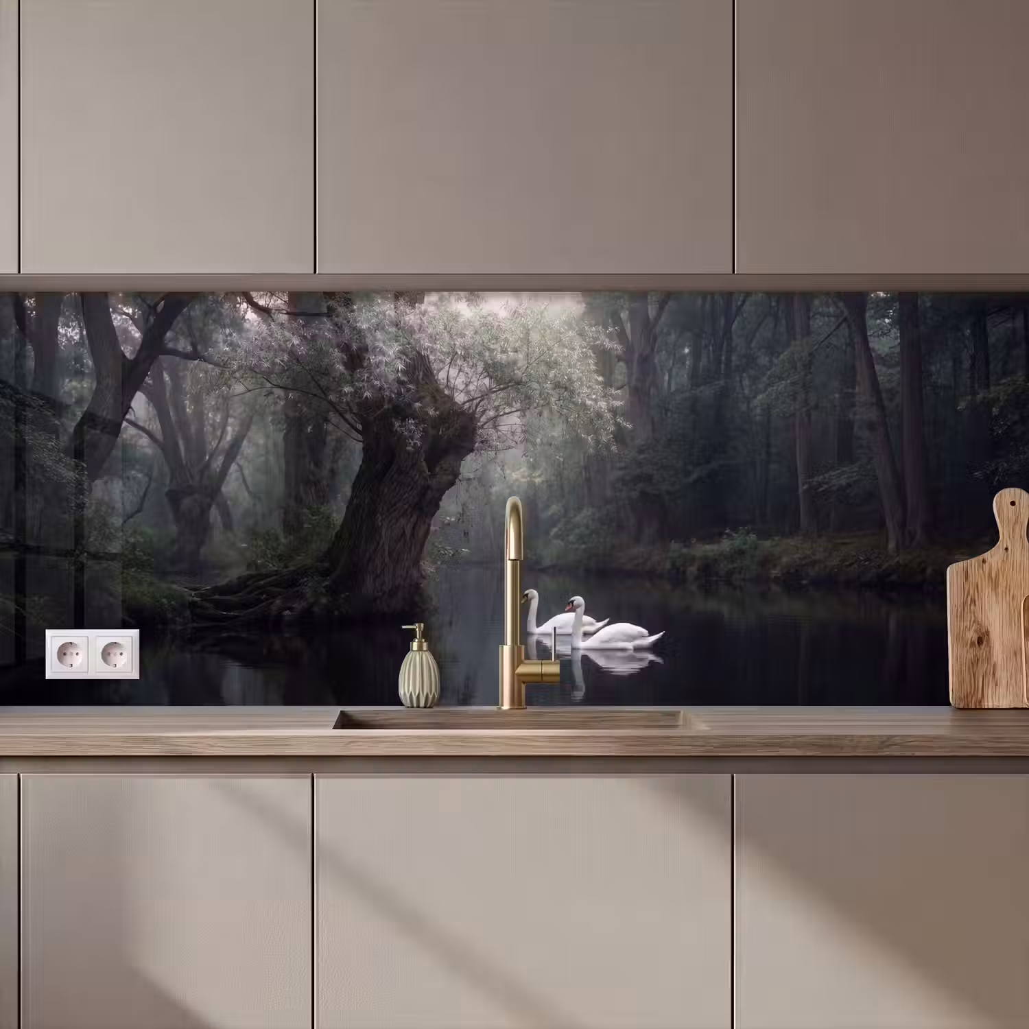 Zwanen - Rivier - Bos keuken achterwand 2 middel zz_3dshopping