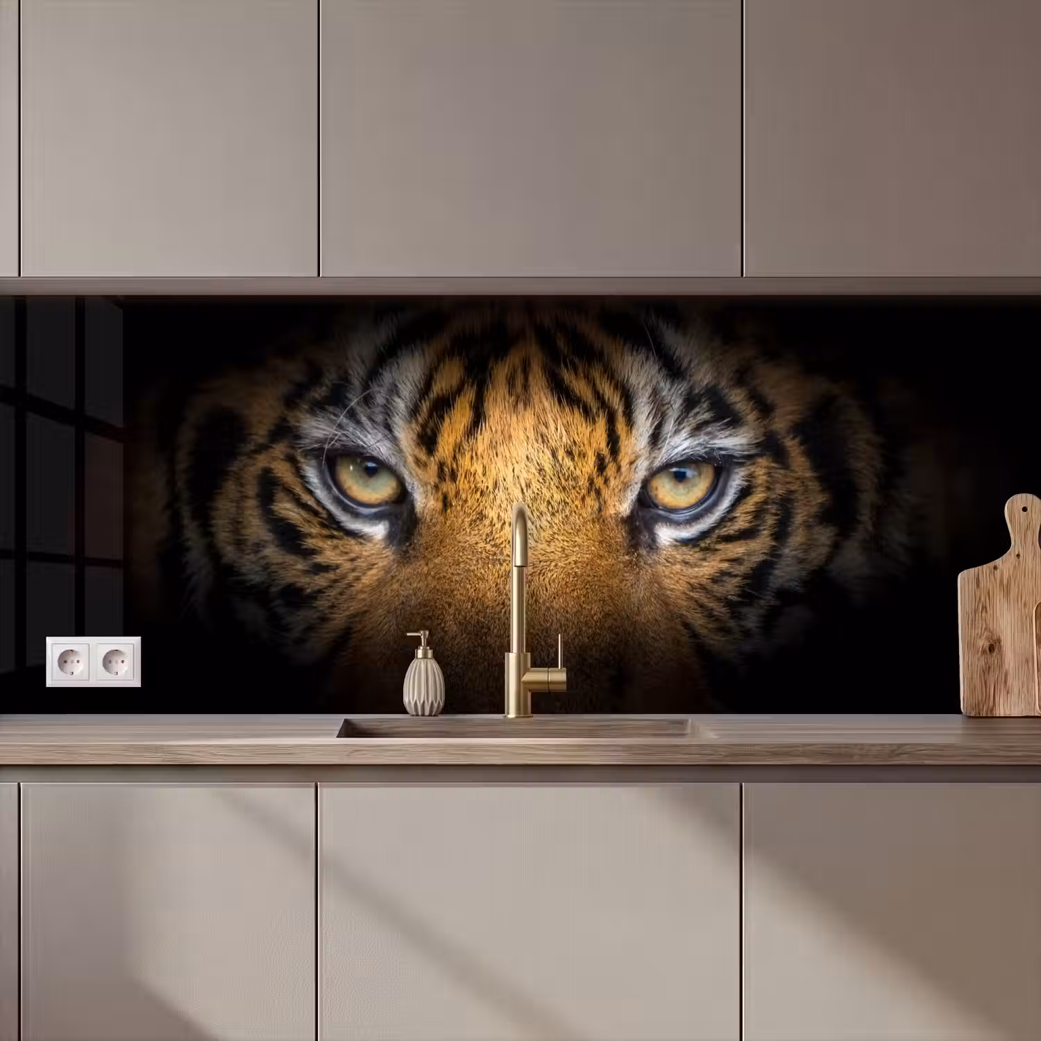 Tijger - Zwart - Dier keuken achterwand 2 middel zz_3dshopping