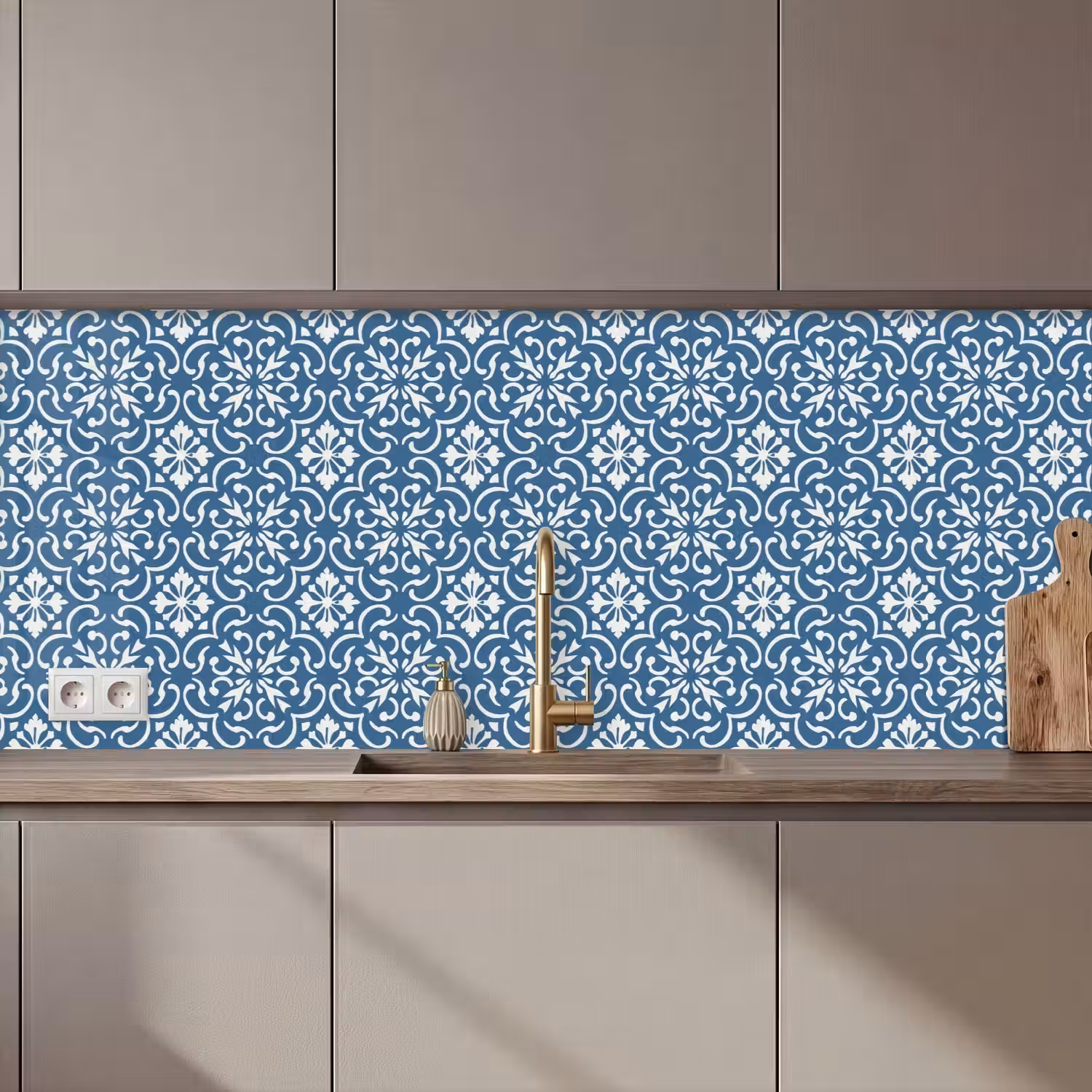 Tegel - Patroon - Blauw - Wit keuken achterwand 2 middel 871 zz_3dshopping