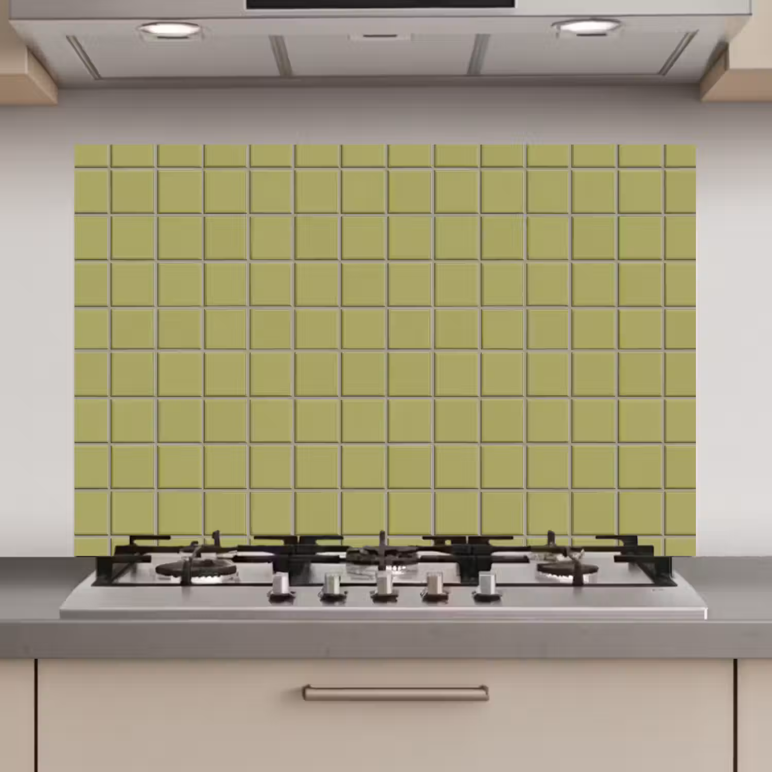 Tegel - Patroon - Olijfgroen keuken achterwand spatscherm klein 900 -3d_website