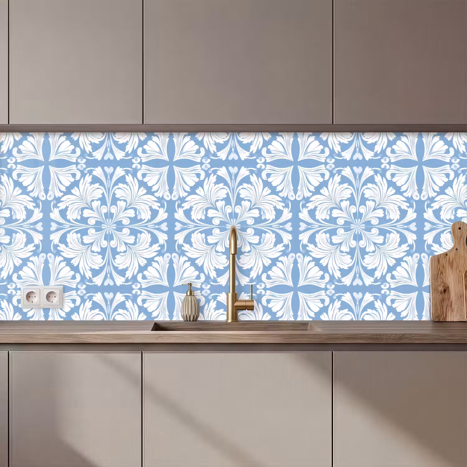 Tegel - Patroon - Wit - Blauw keuken achterwand 2 middel 871 zz_3dshopping