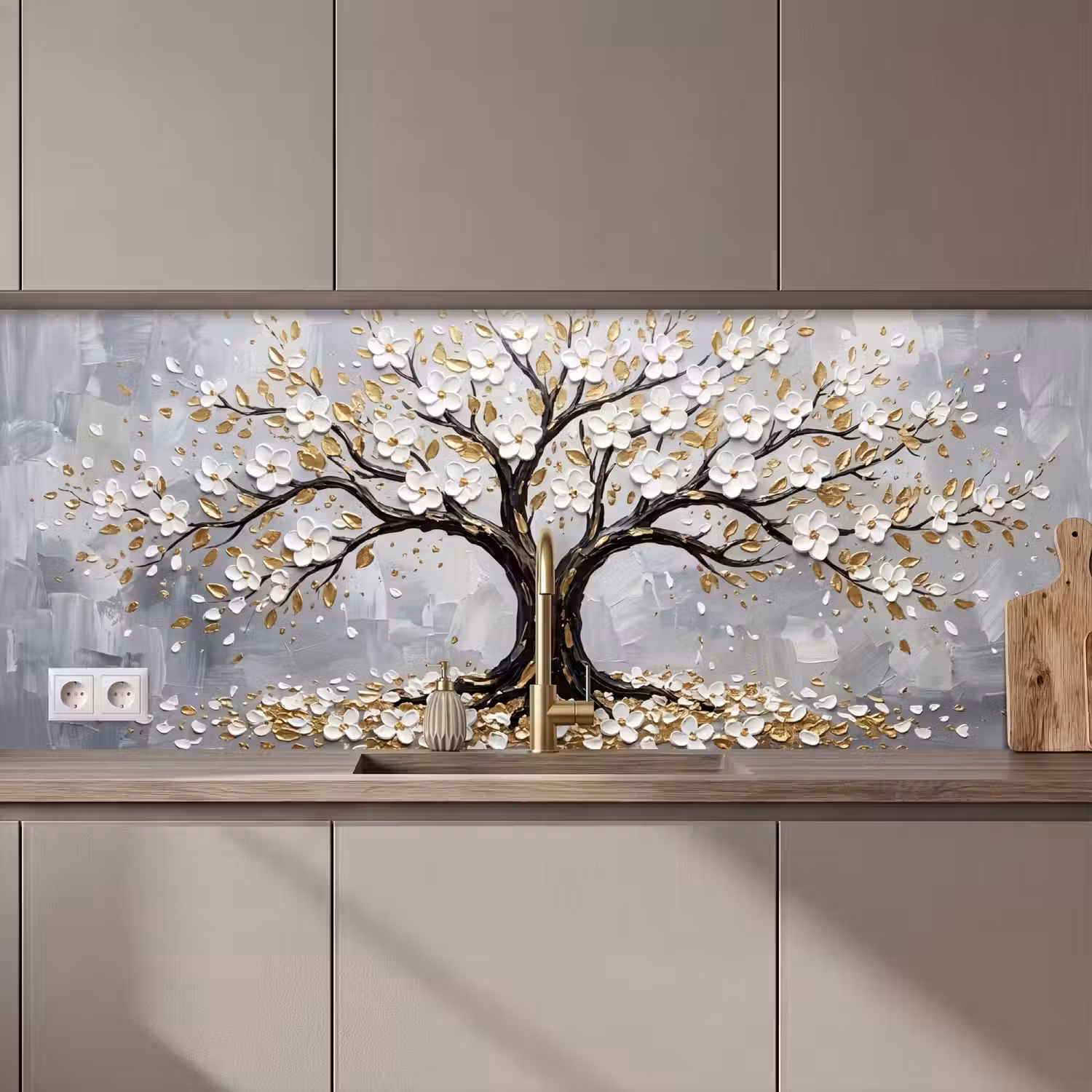 Boom - Bloemen - Natuur - Abstract - Wit keuken achterwand 2 middel zz_3dshopping