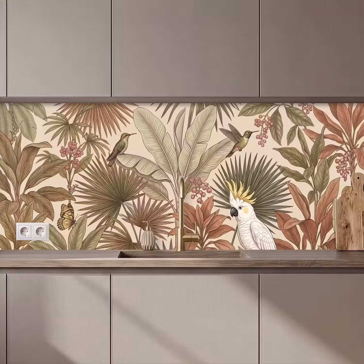 Tropisch - Vogels - Beige keuken achterwand 2 middel zz_3dshopping