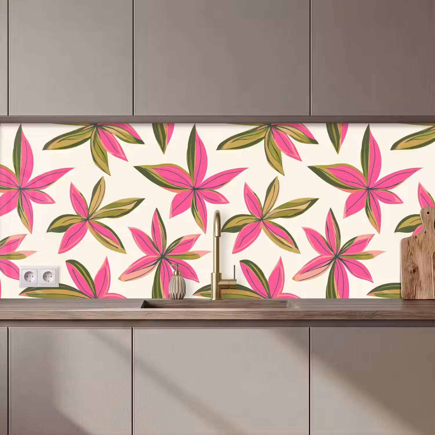 Tropisch - Bloem - Roze keuken achterwand 2 middel 871 zz_3dshopping