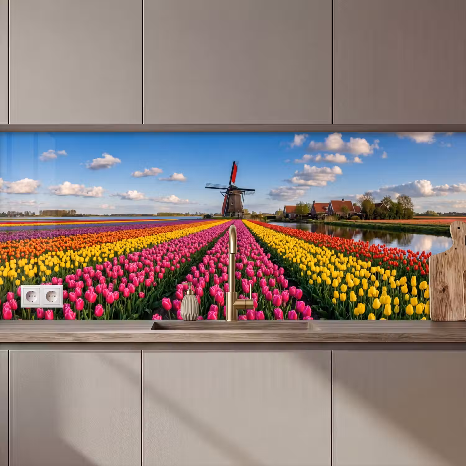 Tulpen - Holland - Molen - Kleurrijk keuken achterwand 2 middel zz_3dshopping